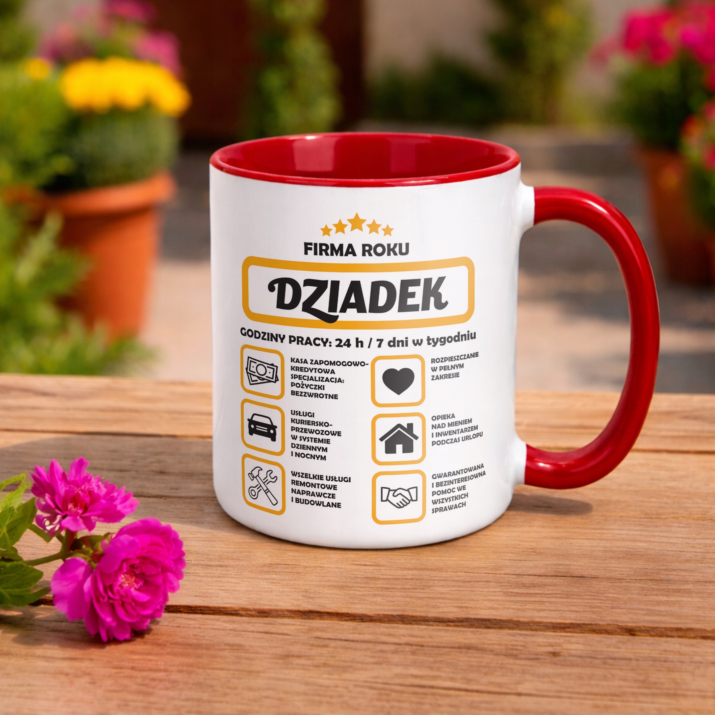Kubek Czerwony Dzień Dziadka Dla Dziadka Prezent Upominek