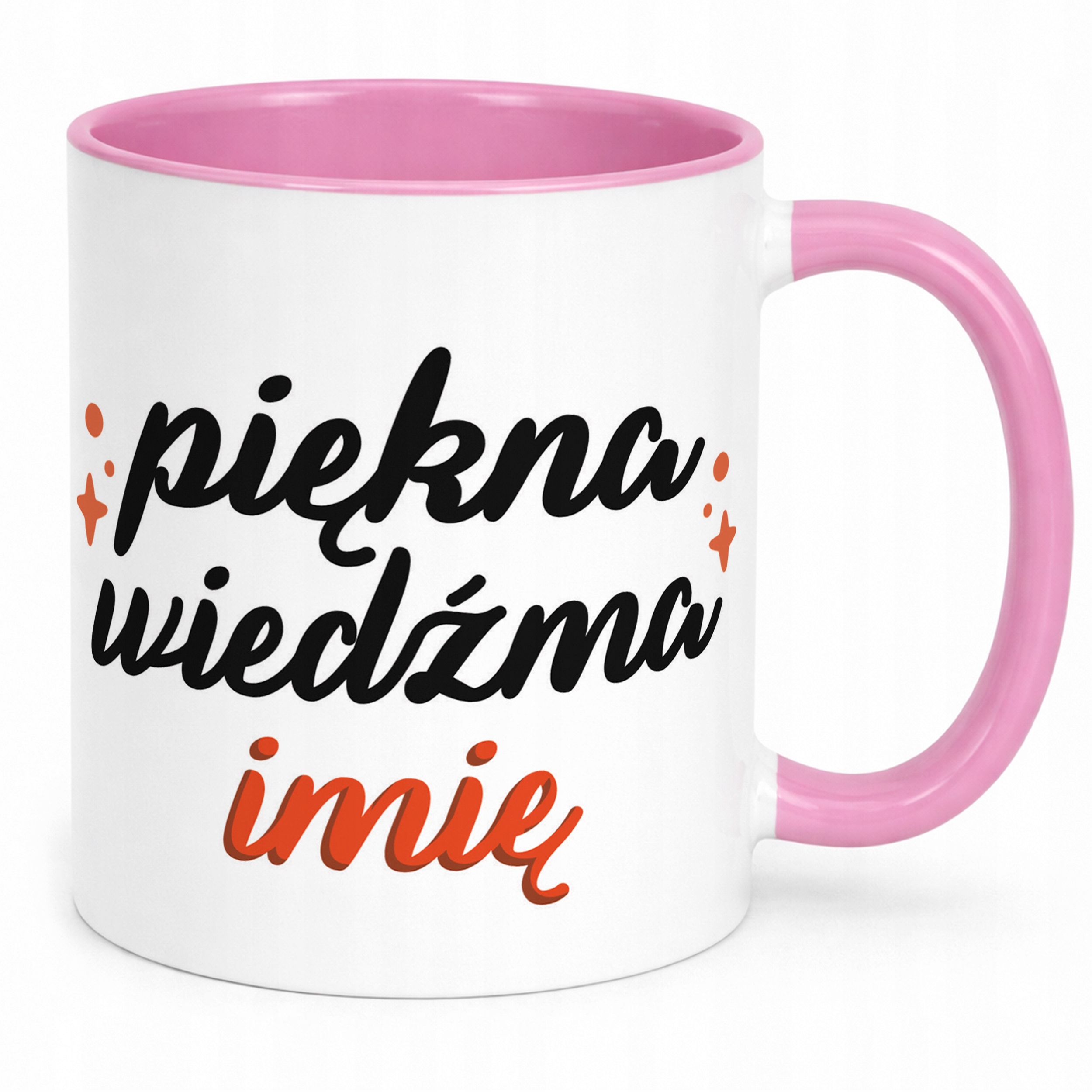Kubek Różowy Personalizowany Jesienny Piękna Wiedźma Prezent Upominek