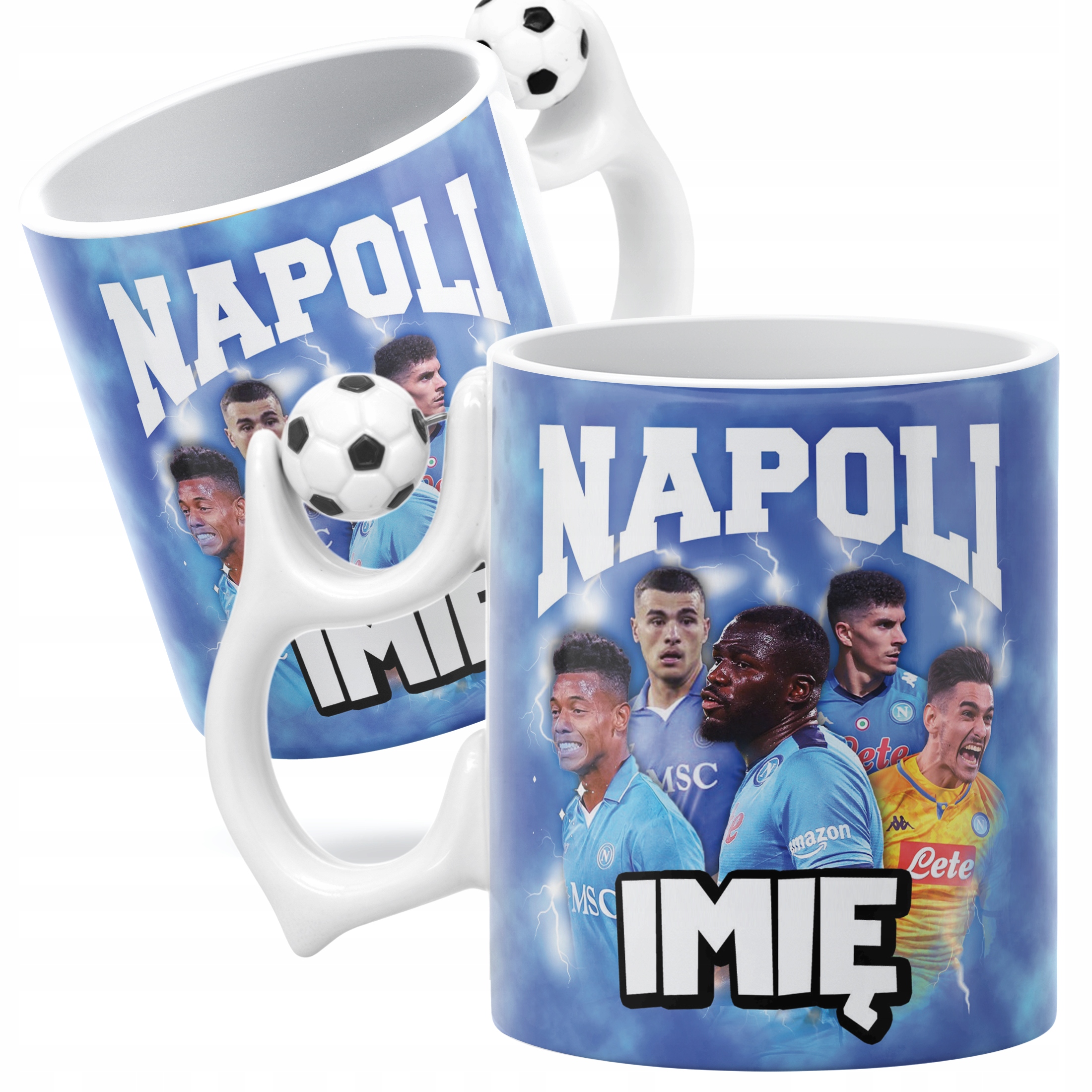 Kubek piłkarski personalizowany Napoli Lukaku Neres Di Lorenzo dla kibiców