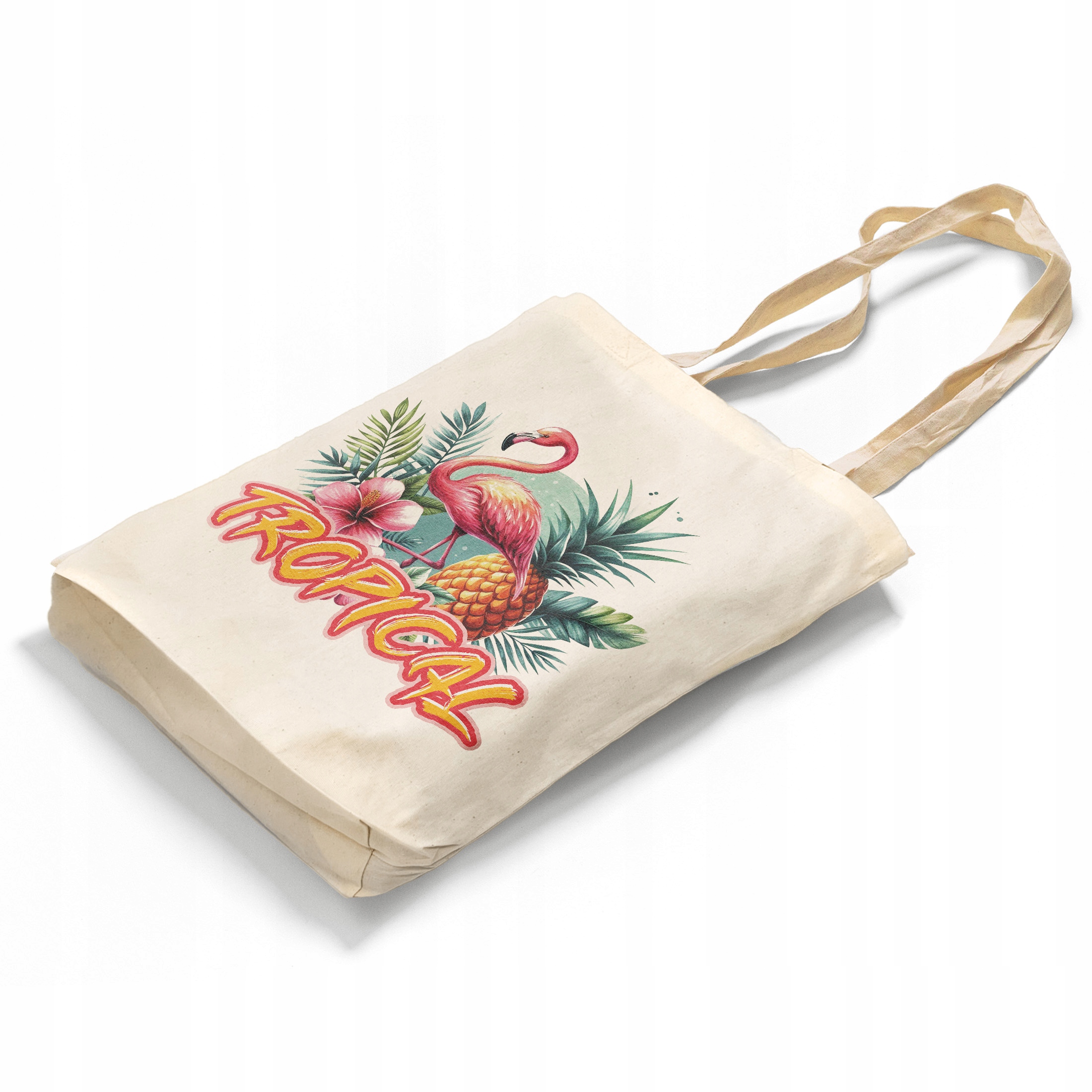 Torba bawełniana z dnem na zakupy TROPICAL Egzotyczny Motyw Flaming Ananas