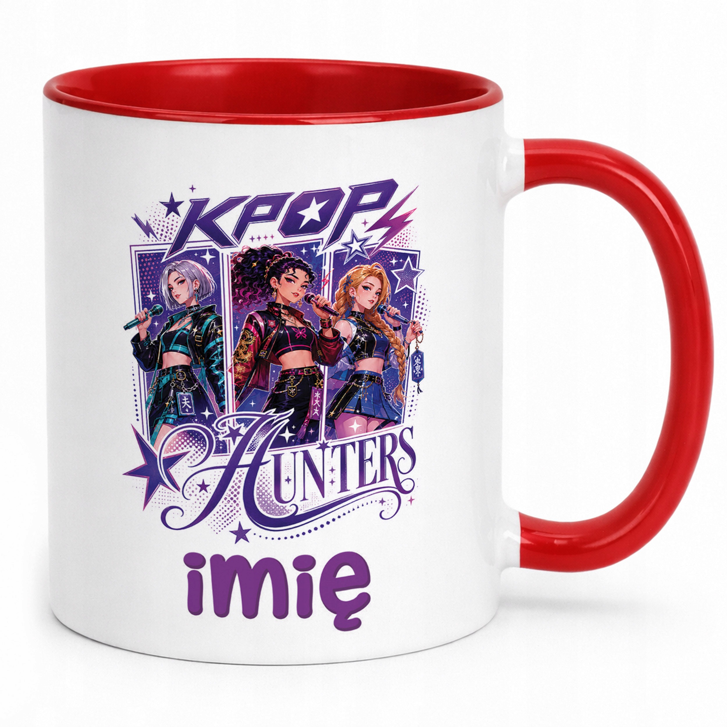 Zestaw Personalizowany Kubek Czerwony Poduszka Łowczynie Kpop Prezent