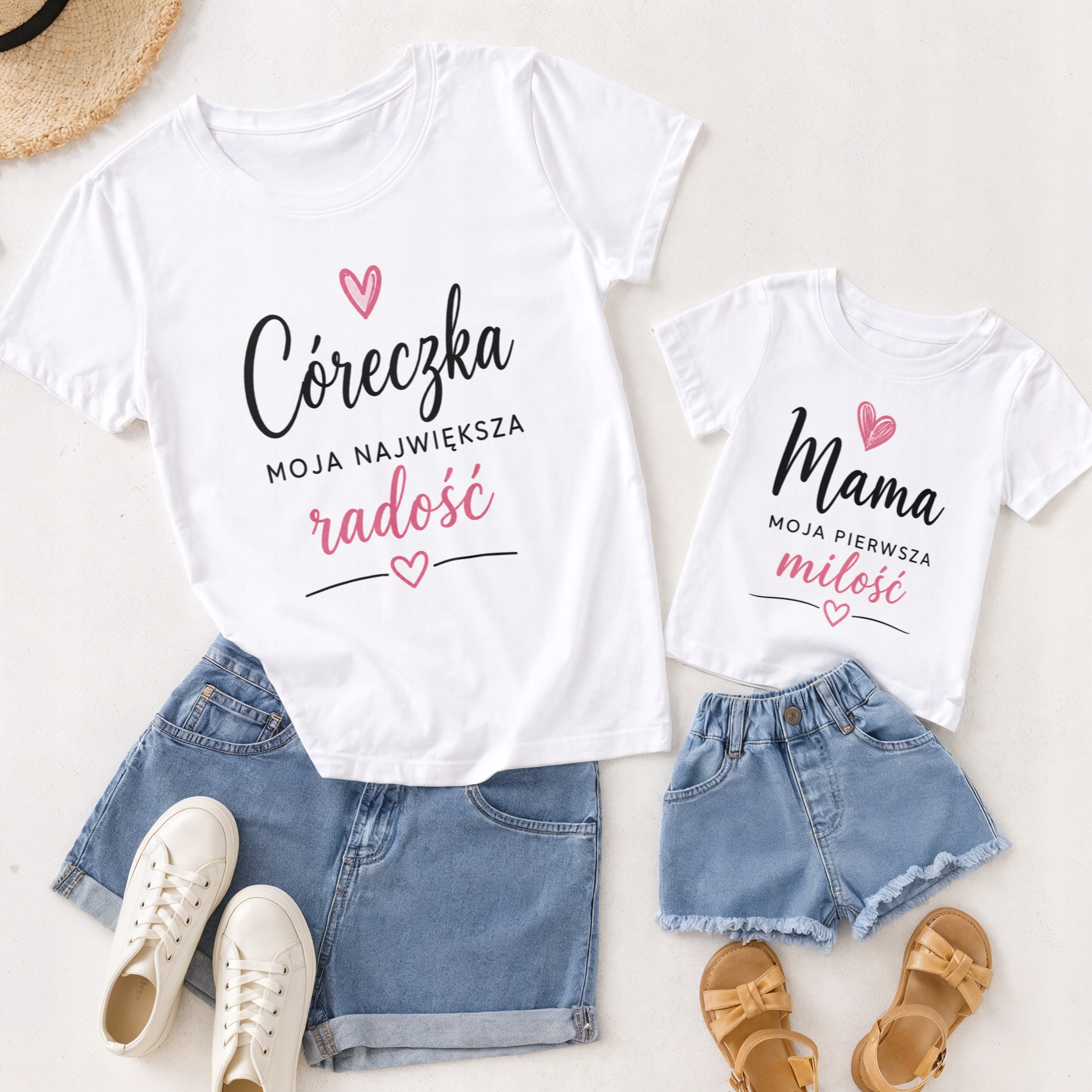 T-shirty dla mamy i córki zestaw prezent na Dzień Matki komplet rodzinny