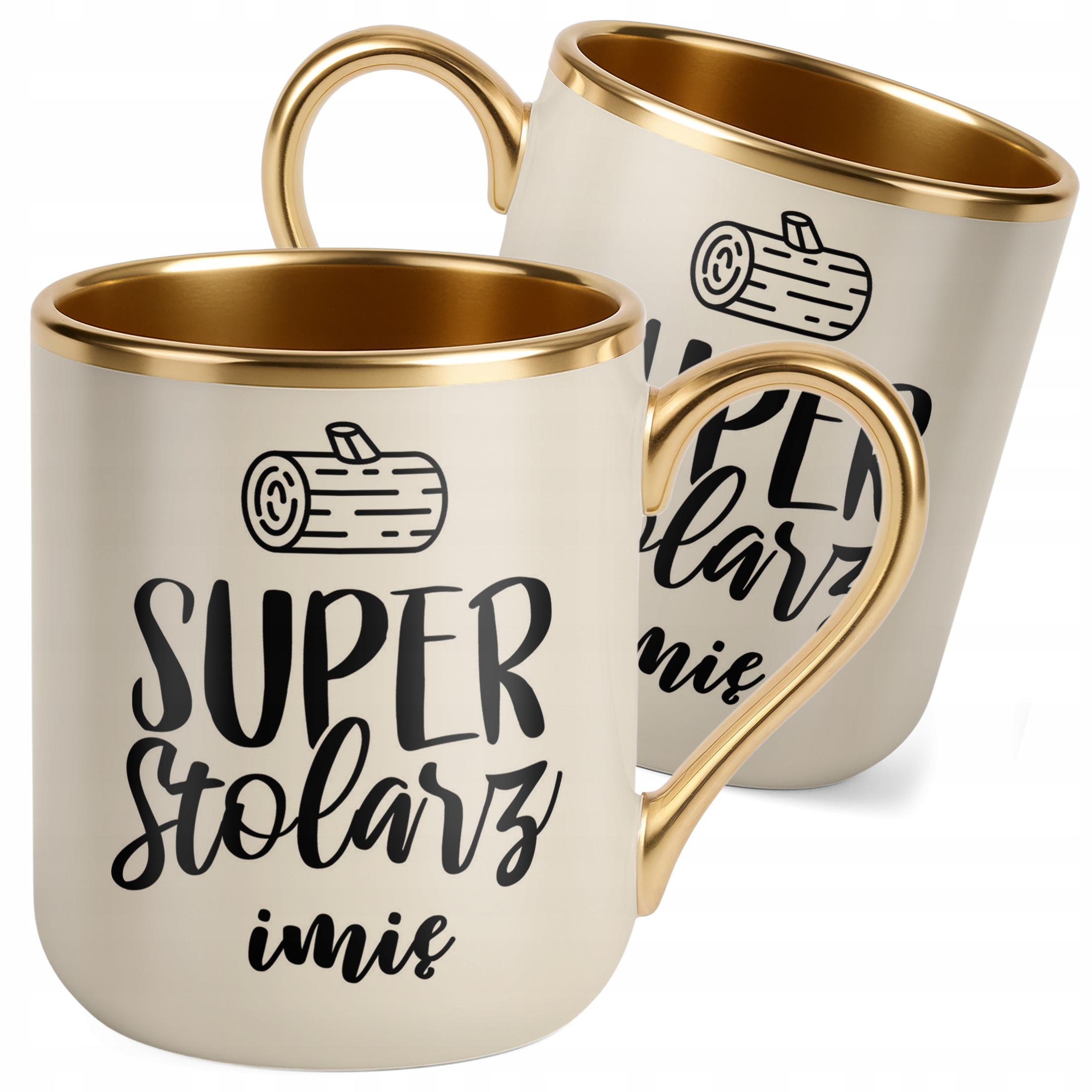 Kubek Premium Złoty Ecru Personalizowany Super Stolarz