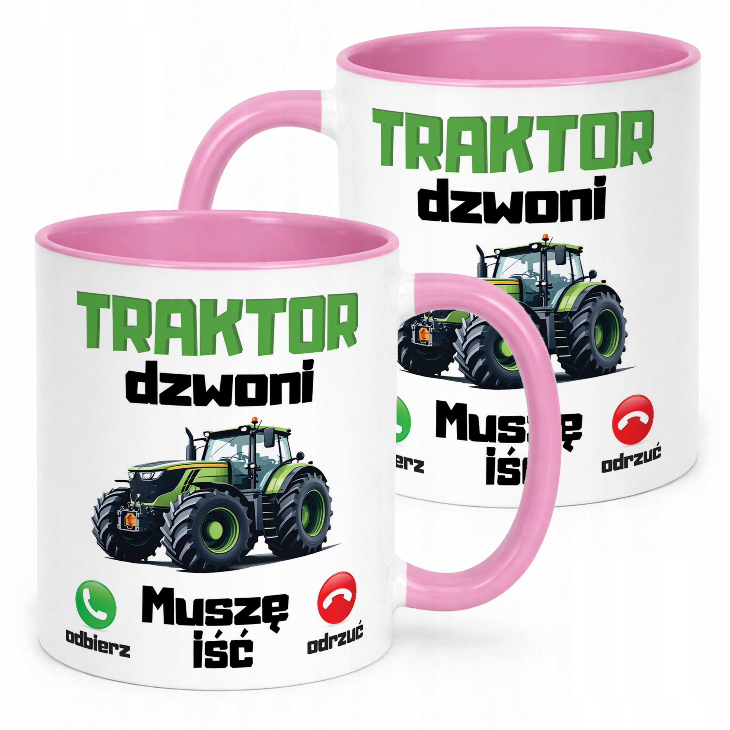 Kubek Różowy Rolnik Dla Rolnika Traktor Zabawny Prezent Upominek