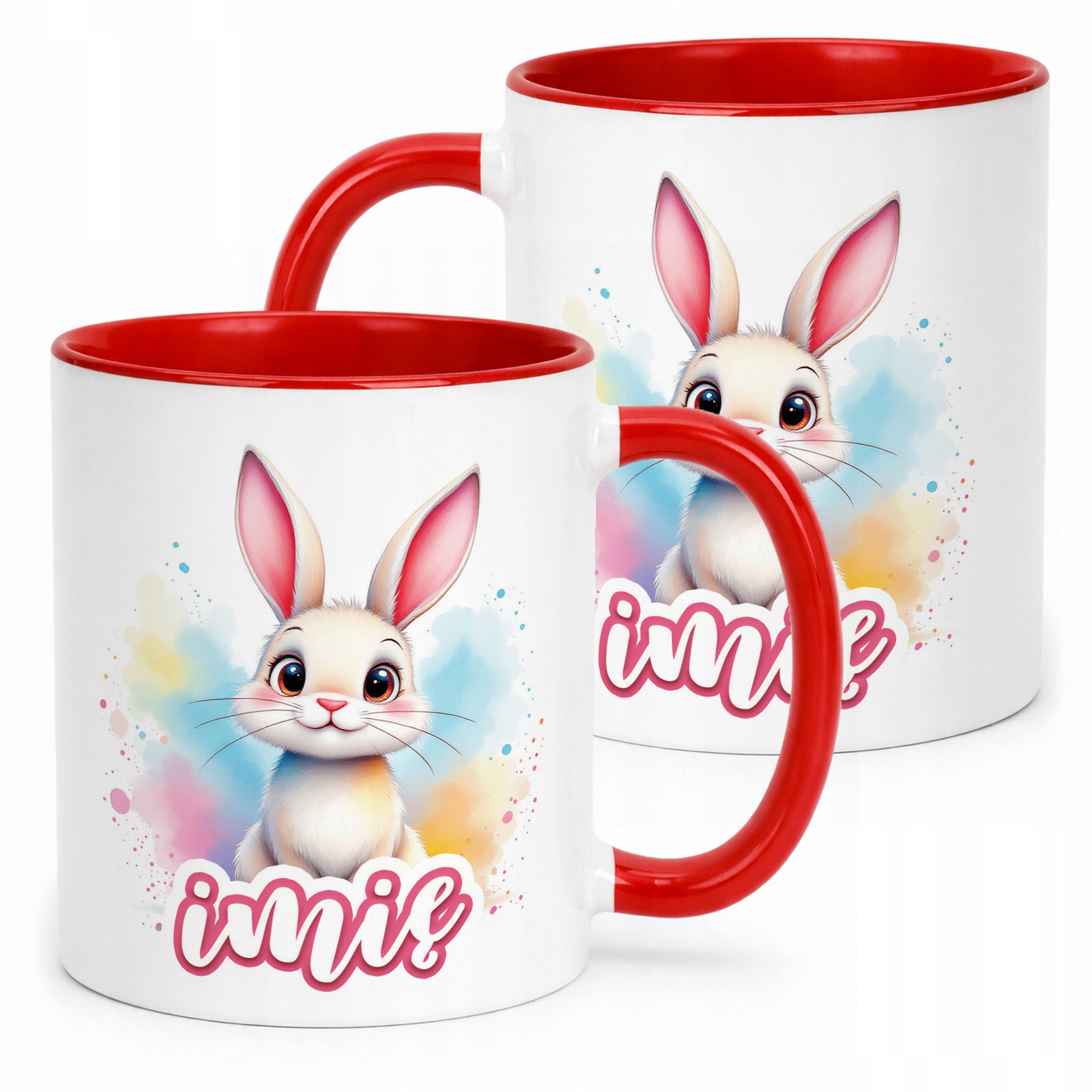 Kubek Czerwony Personalizowany Wielkanoc Prezent Zając Wiosna