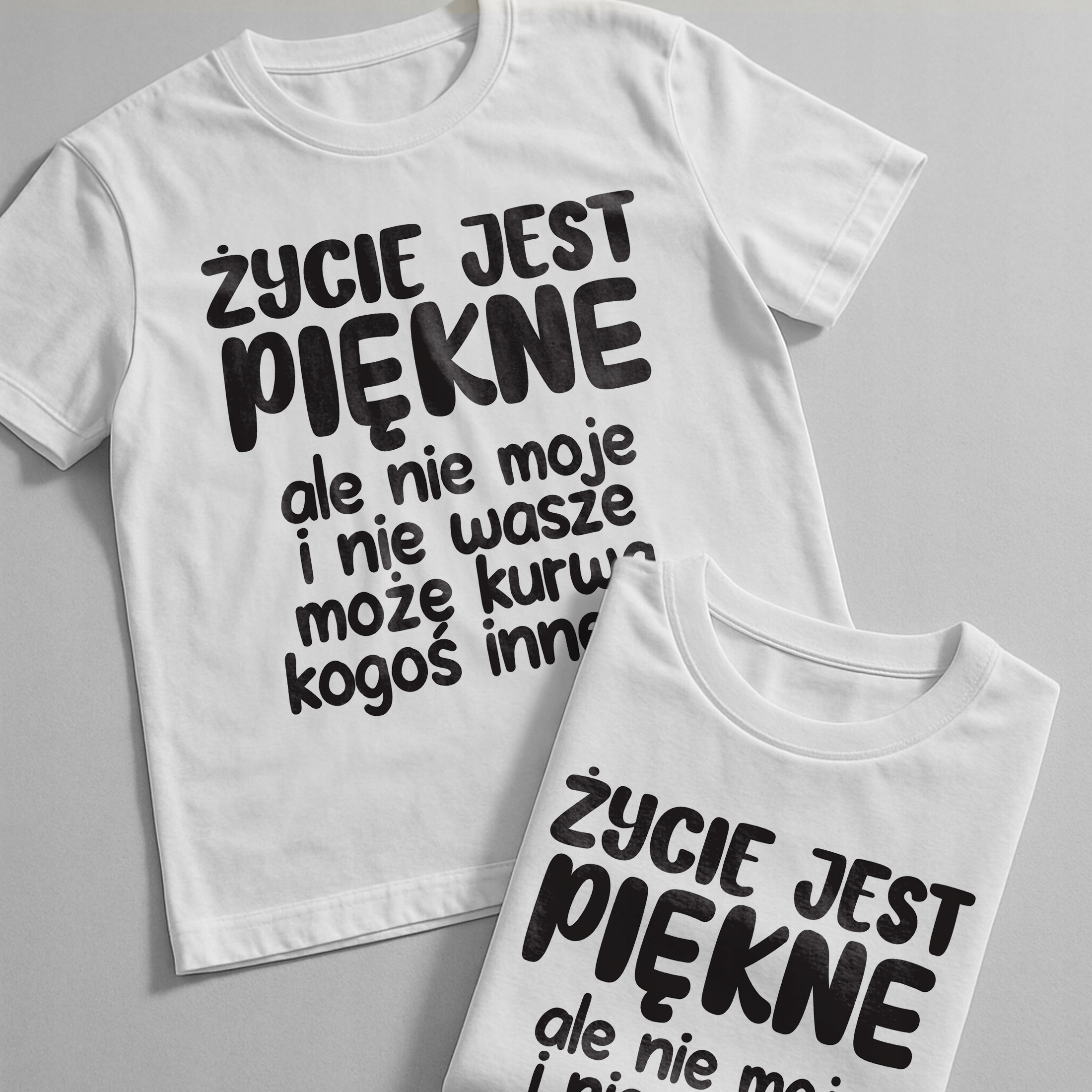 Koszulka biała męska Życie Jest Piękne Zabawny Prezent r. 3XL