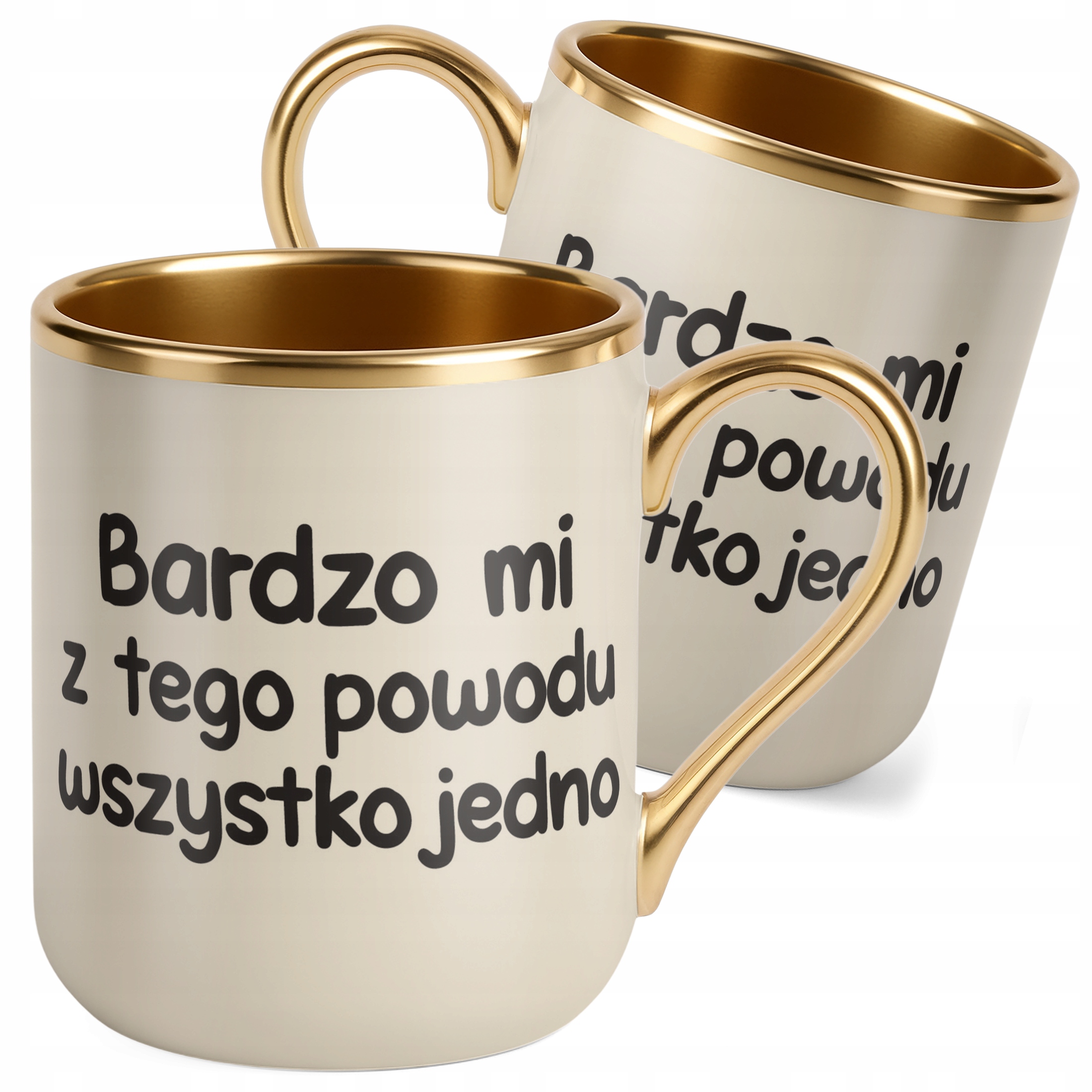 Kubek Premium Złoty Ecru Bardzo Mi Z Tego Powodu Wszystko Jedno Zabawny