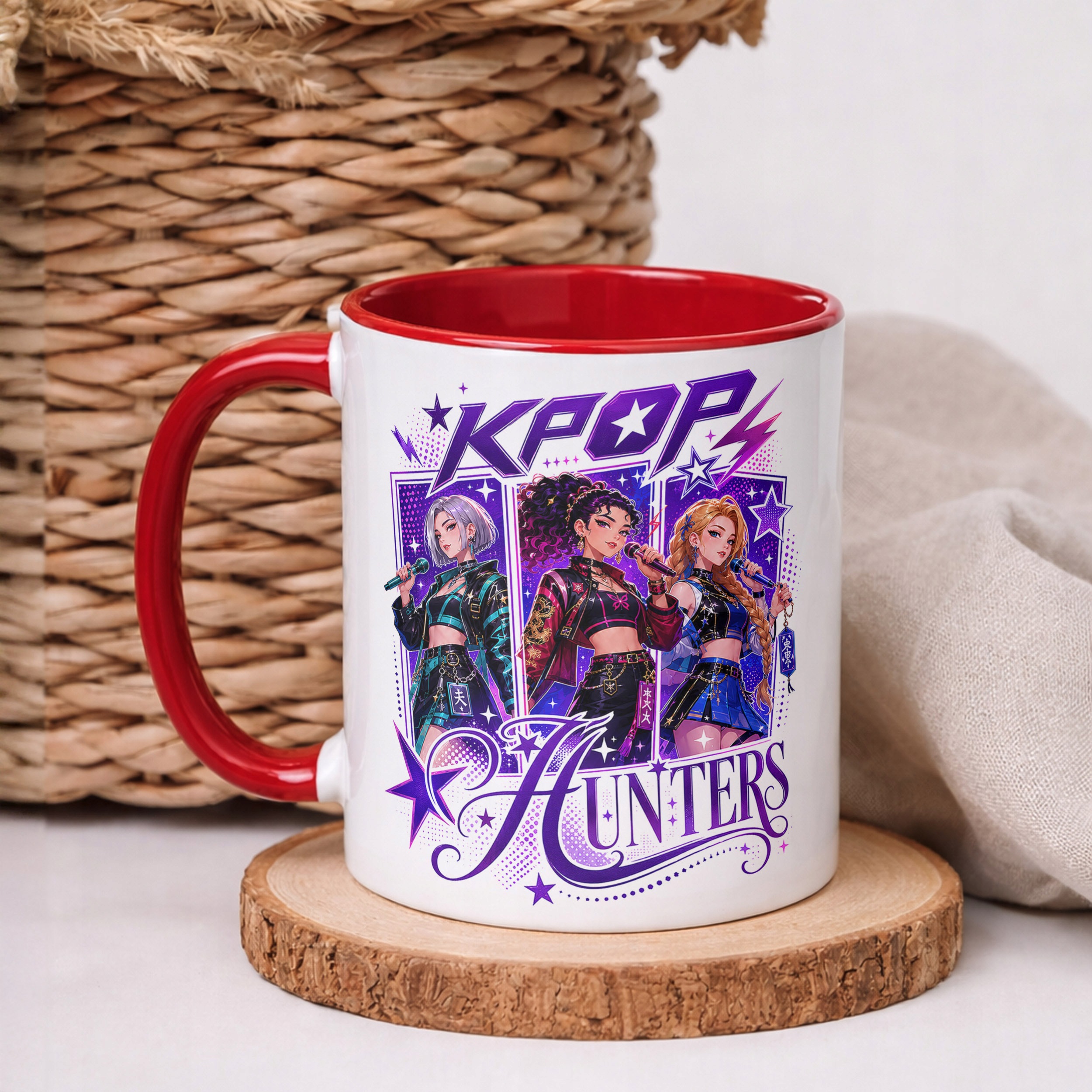 Kubek Czerwony z nadrukiem ŁOWCZYNIE KPOP Dla Dzieci Prezent Upominek