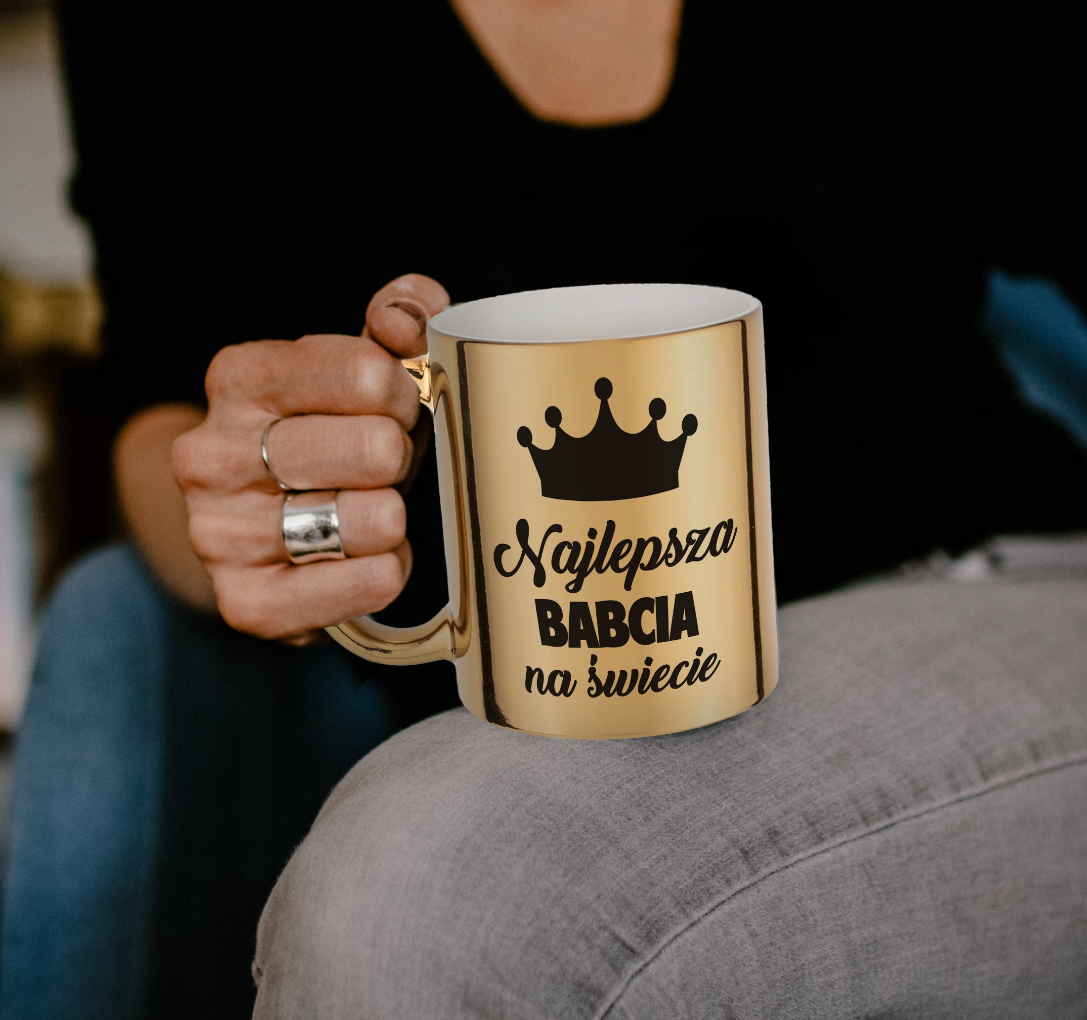 Kubek ceramiczny Złoty 330 ml Dzień Babci Prezent Upominek Najlepsza Babcia