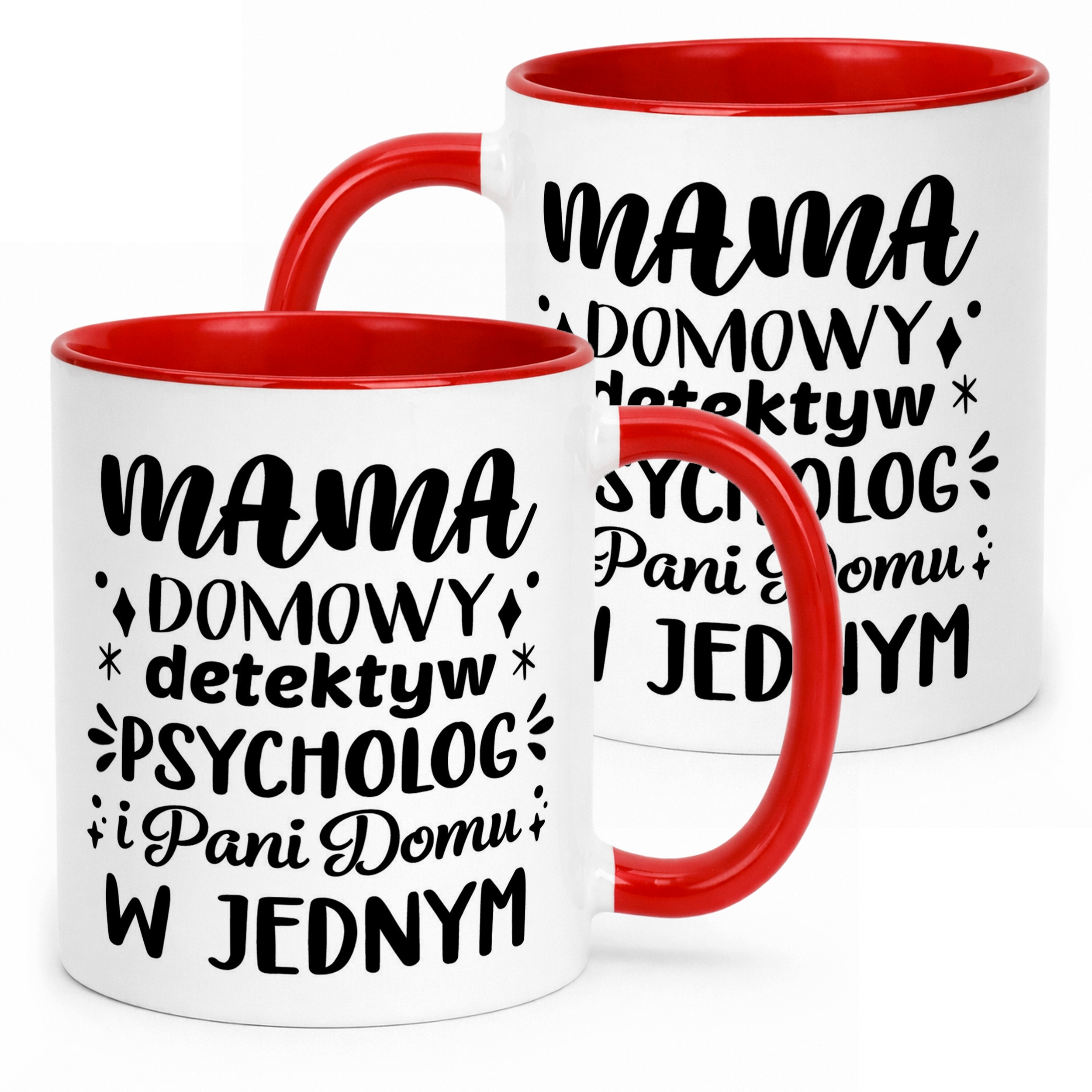 Kubek Czerwony Dzień Matki Dla Mamy Prezent Domowy Detektyw Psycholog