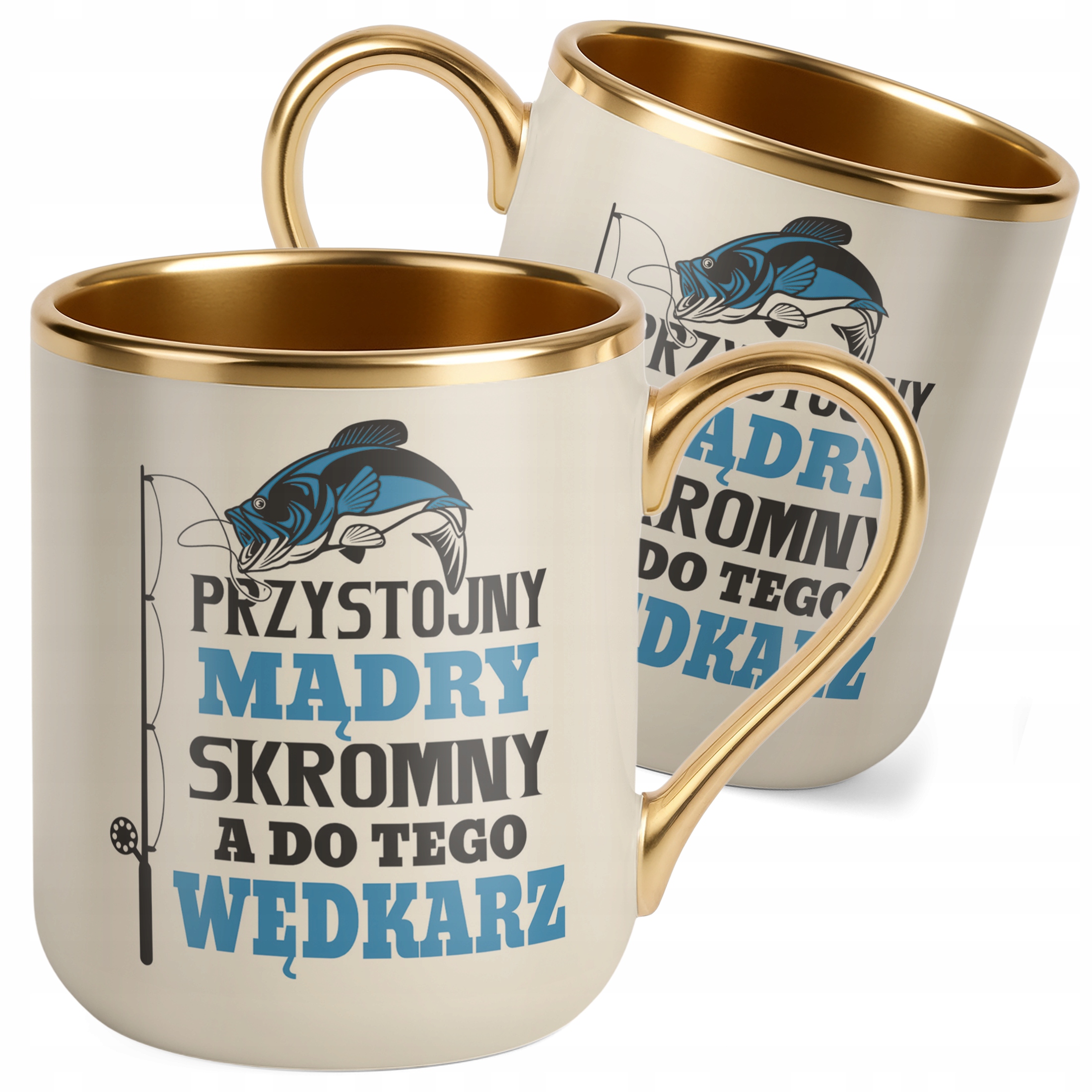 Kubek Premium Złoty Ecru Dla Wędkarza Wędkowanie Ryby Zabawny Prezent