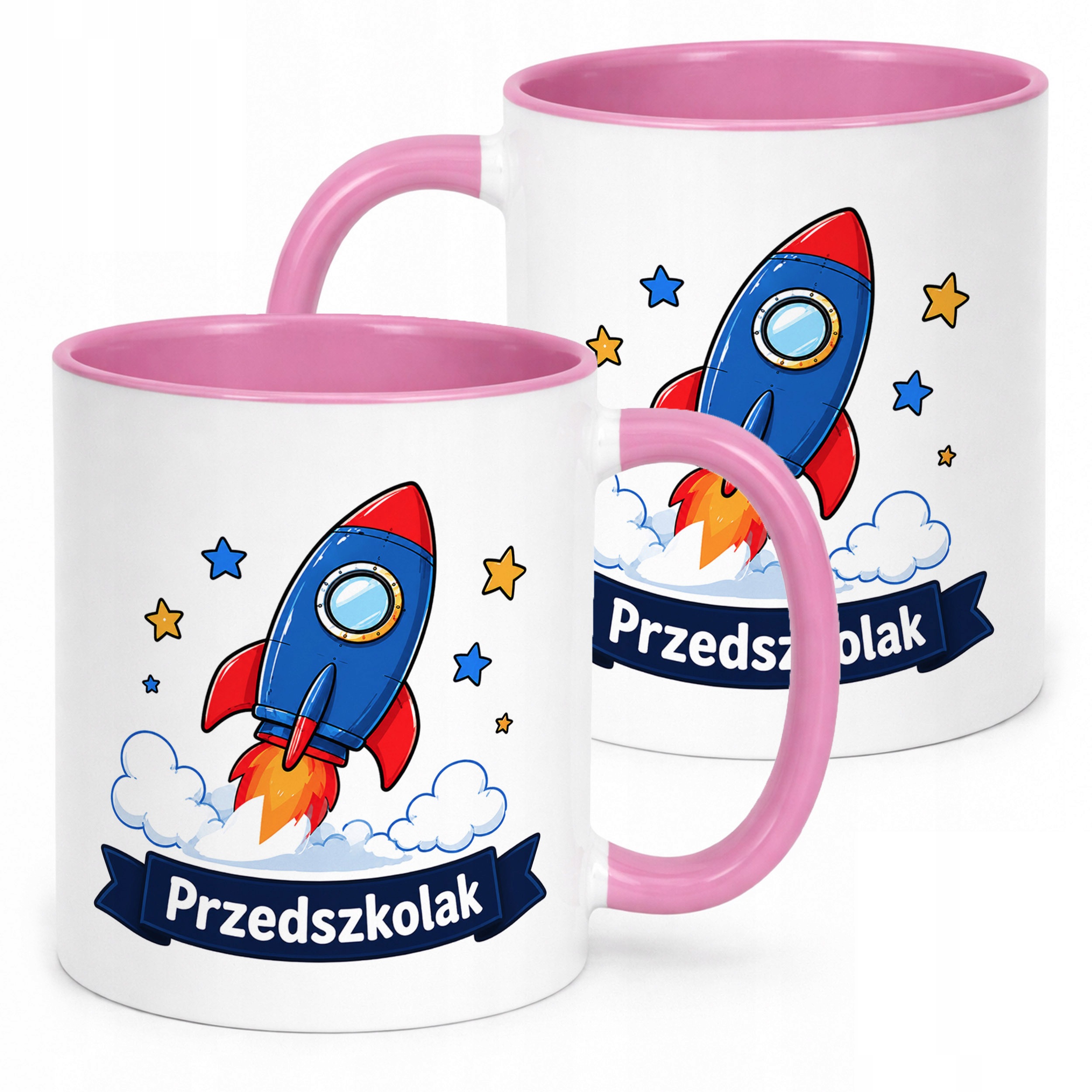 Kubek Różowy z nadrukiem Przedszkolak Szkoła Dla Dzieci Prezent