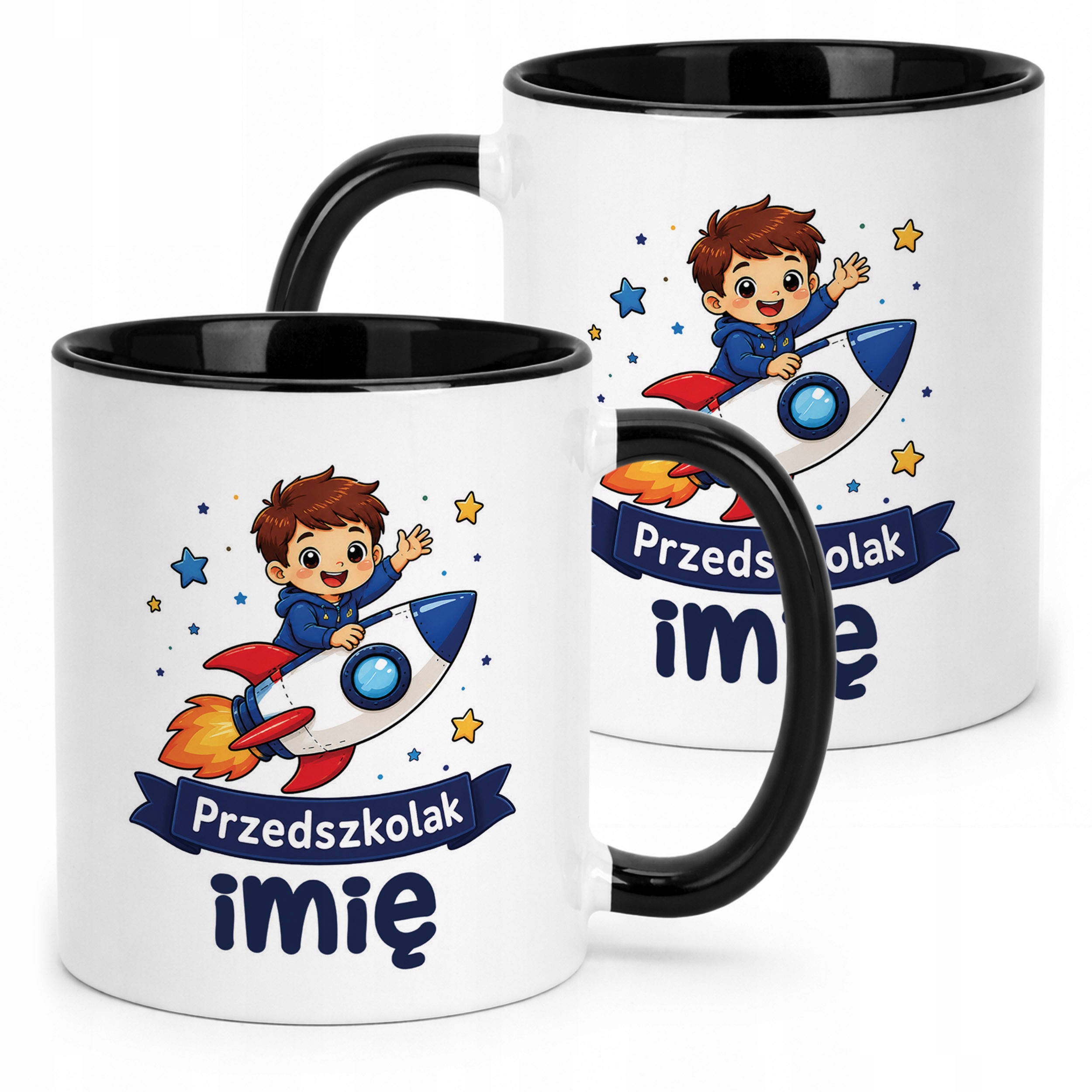 Kubek Czarny z nadrukiem personalizowany Przedszkolak Szkoła Dla Dzieci