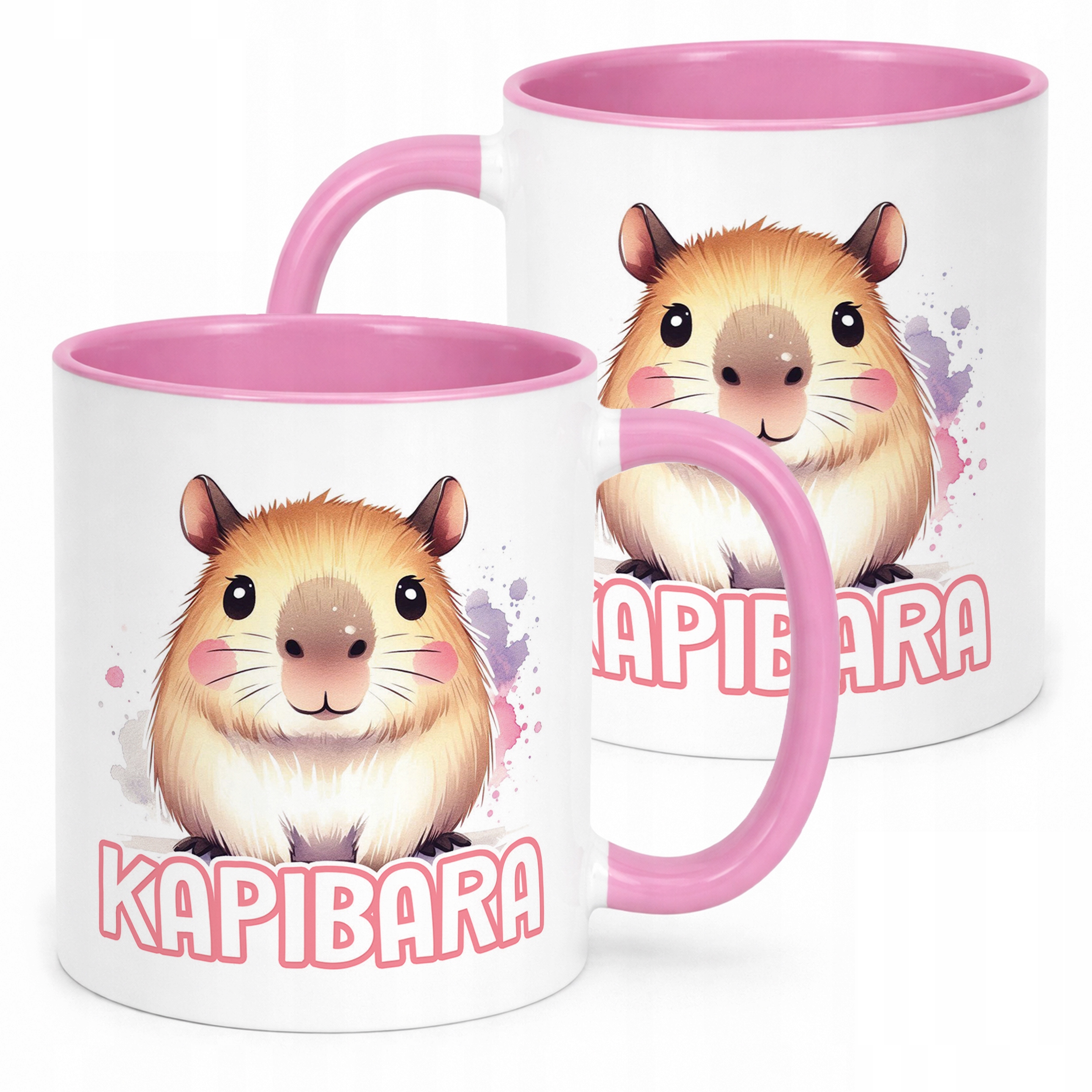 Kubek Różowy Kapibara Capybara Zwierzak Słodki Dla Dzieci Prezent