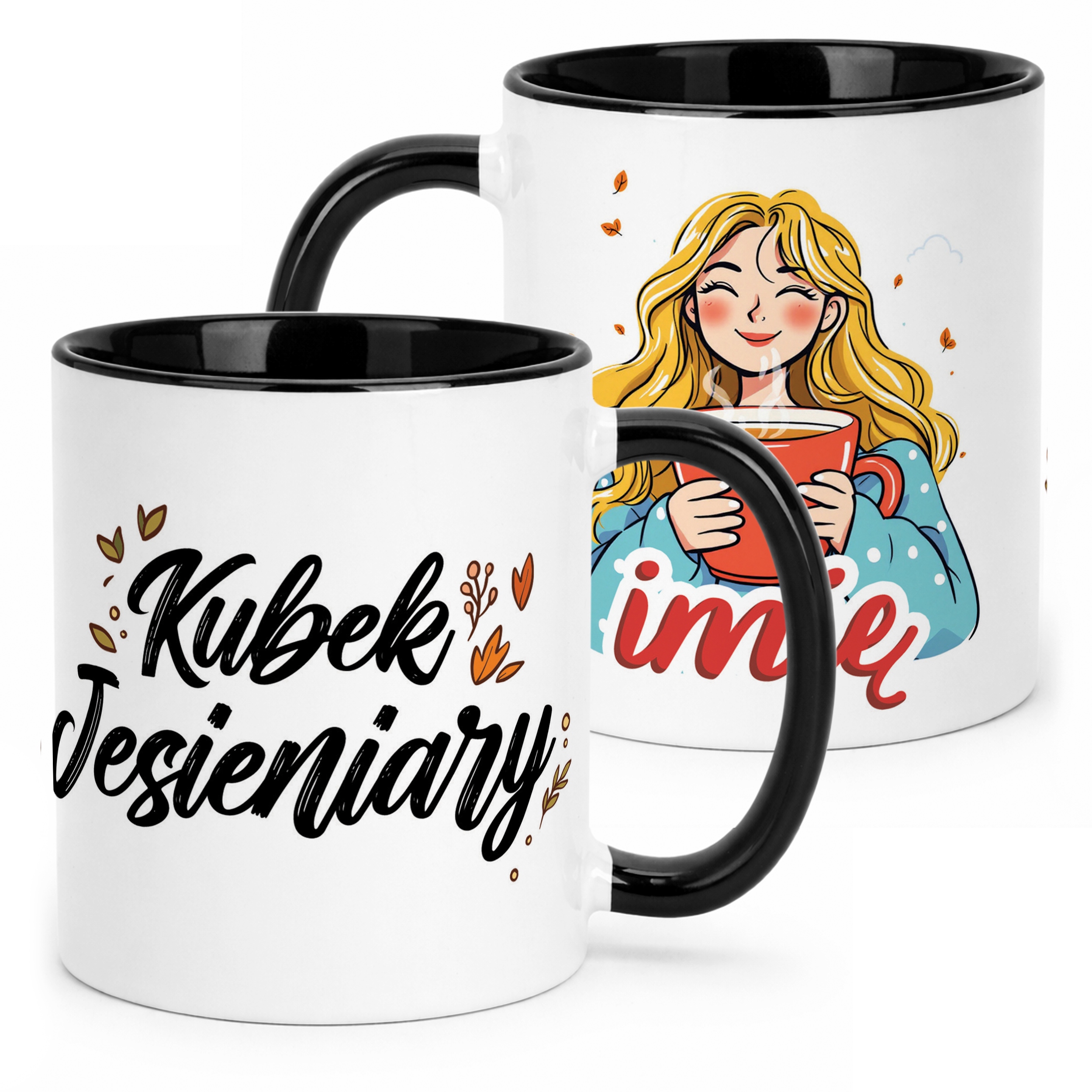 Kubek Czarny Personalizowany Jesienny Jesieniara Prezent Upominek