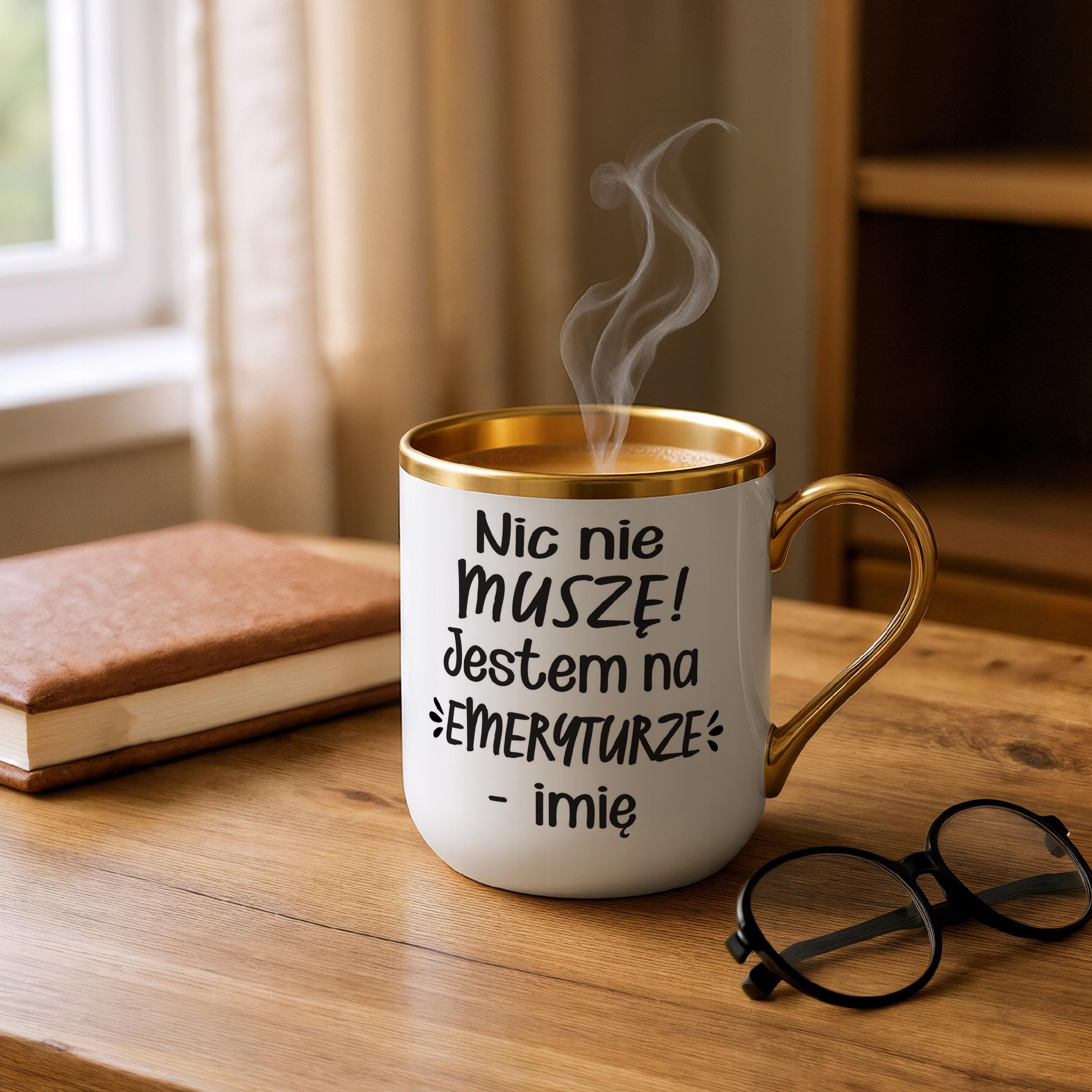 Kubek Premium Złoty Personalizowany z okazji Emerytury Prezent