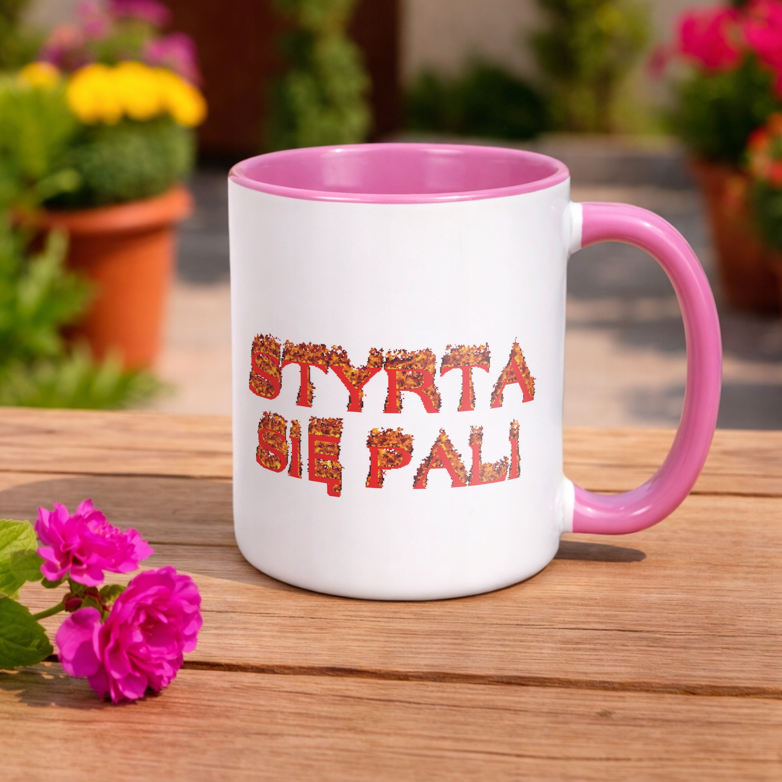 Kubek Różowy Styrta Się Pali Memy Zabawne Prezent