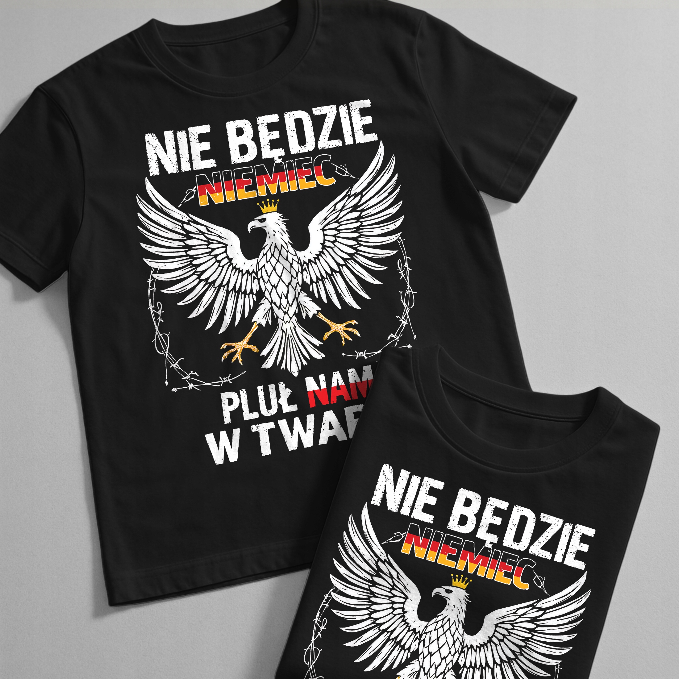 Koszulka czarna męska Nie Będzie Niemiec Pluł Nam W Twarz r. 3XL