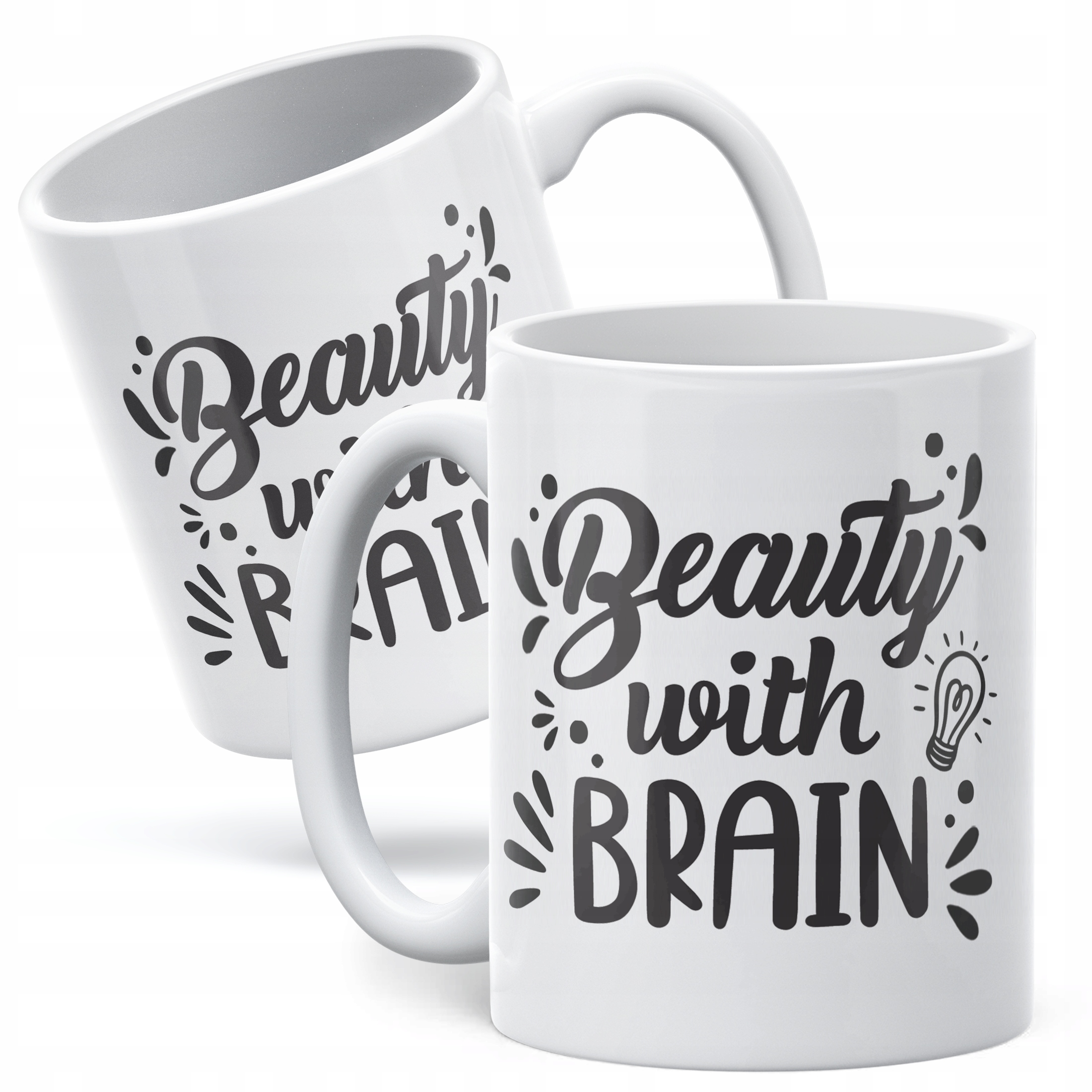 Kubek ceramiczny Dzień Kobiet Beauty With Brain Prezent Upominek Kobiety