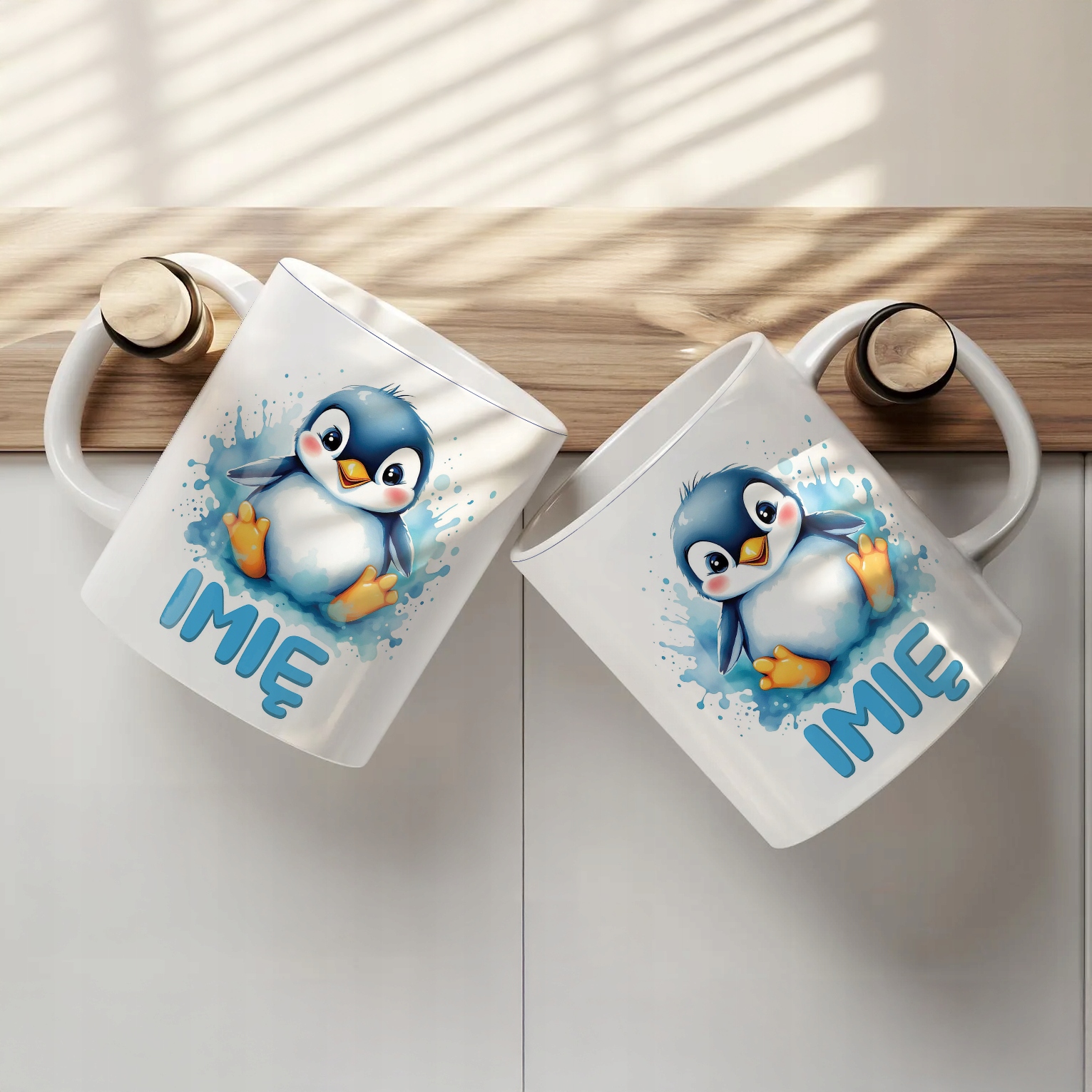 Kubek ceramiczny personalizowany Pingwin Zwierzak Słodki Dla Dzieci
