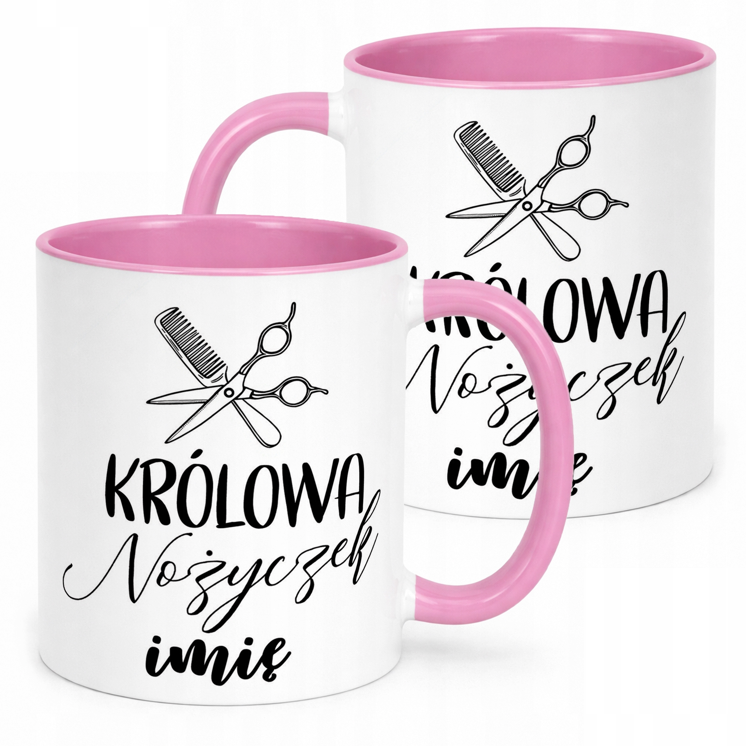 Kubek Różowy Personalizowany Królowa Nożyczek Dla Fryzjerki Prezent