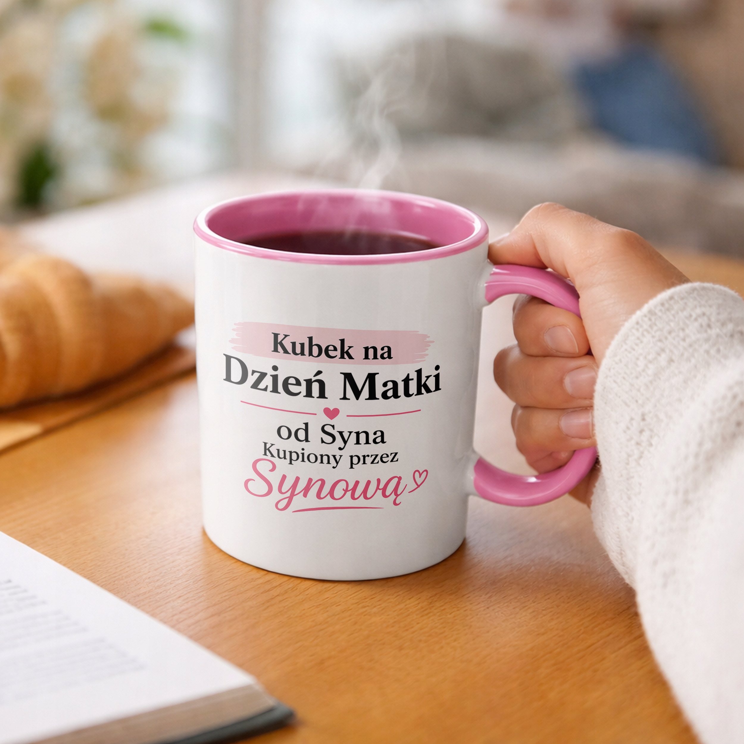 Kubek dla mamy różowy prezent na Dzień Matki piękny upominek dla mamy
