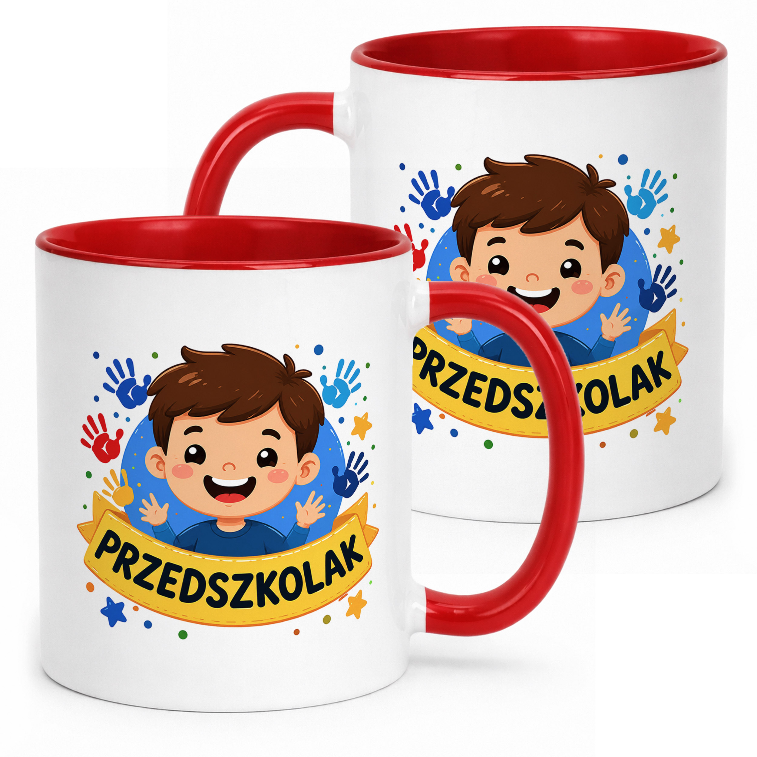 Kubek Czerwony z nadrukiem Przedszkolak Szkoła Dla Dzieci Prezent