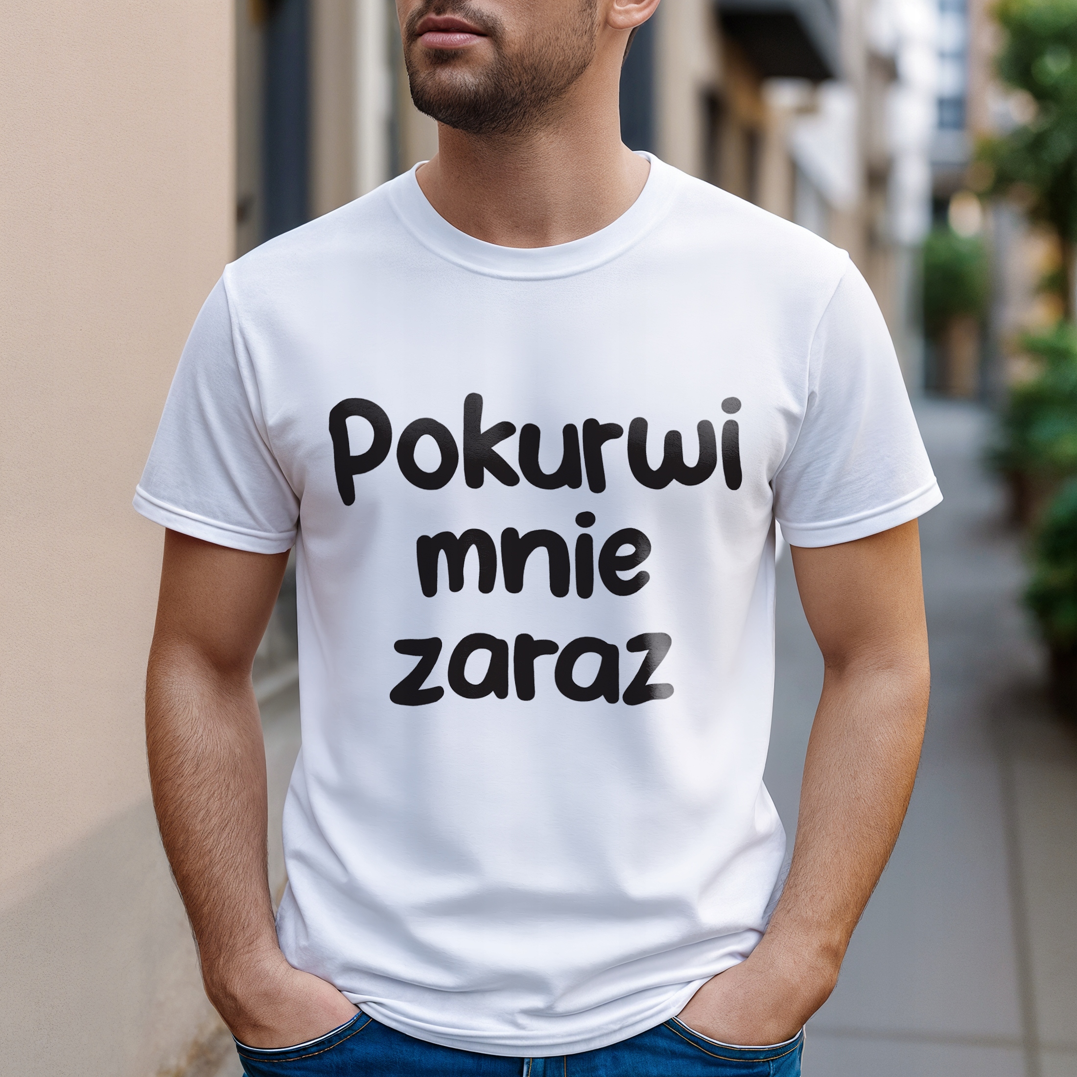 Koszulka biała męska Pok**wi Mnie Zaraz Zabawny Prezent r. 3XL