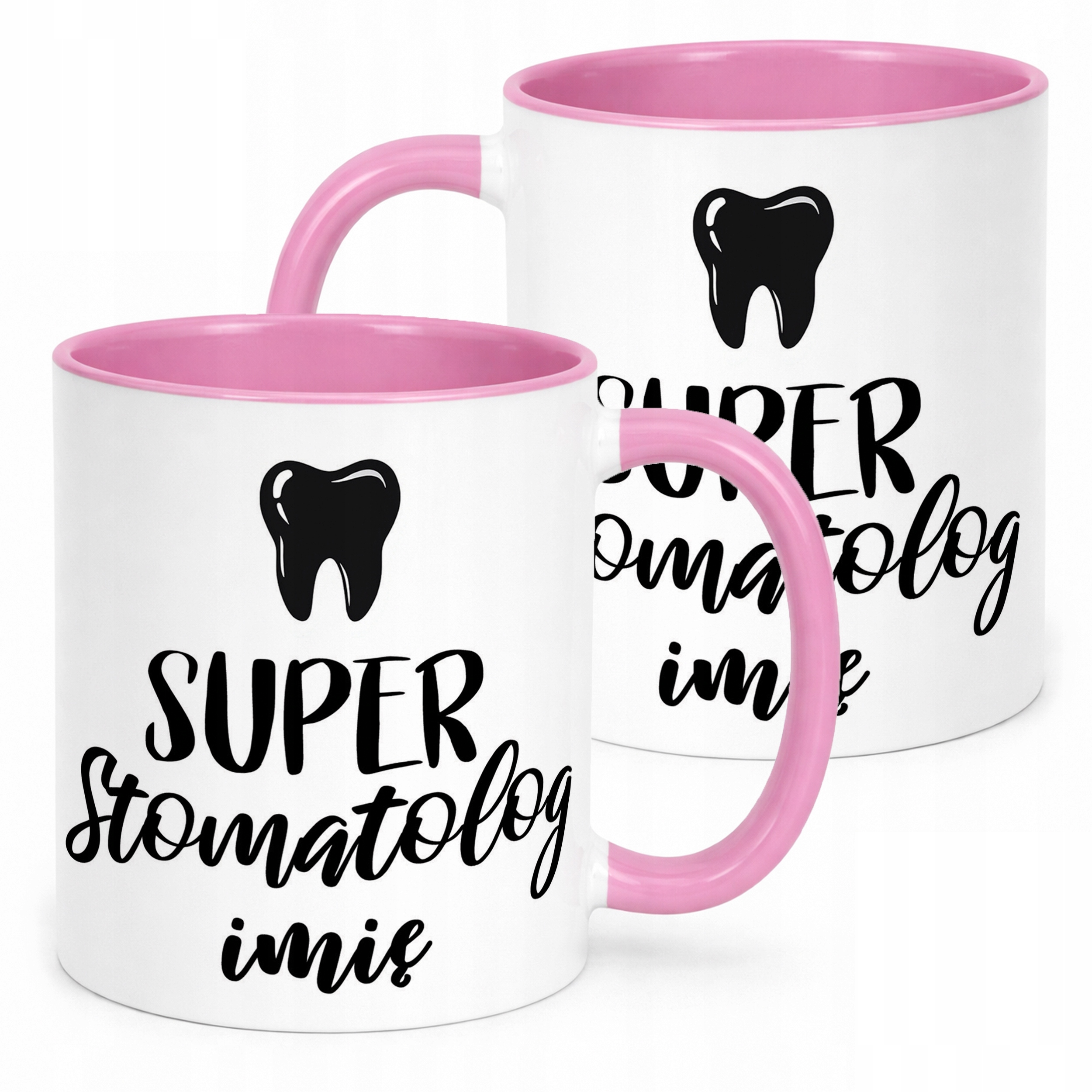 Kubek Różowy Personalizowany Super Stomatolog Prezent Upominek
