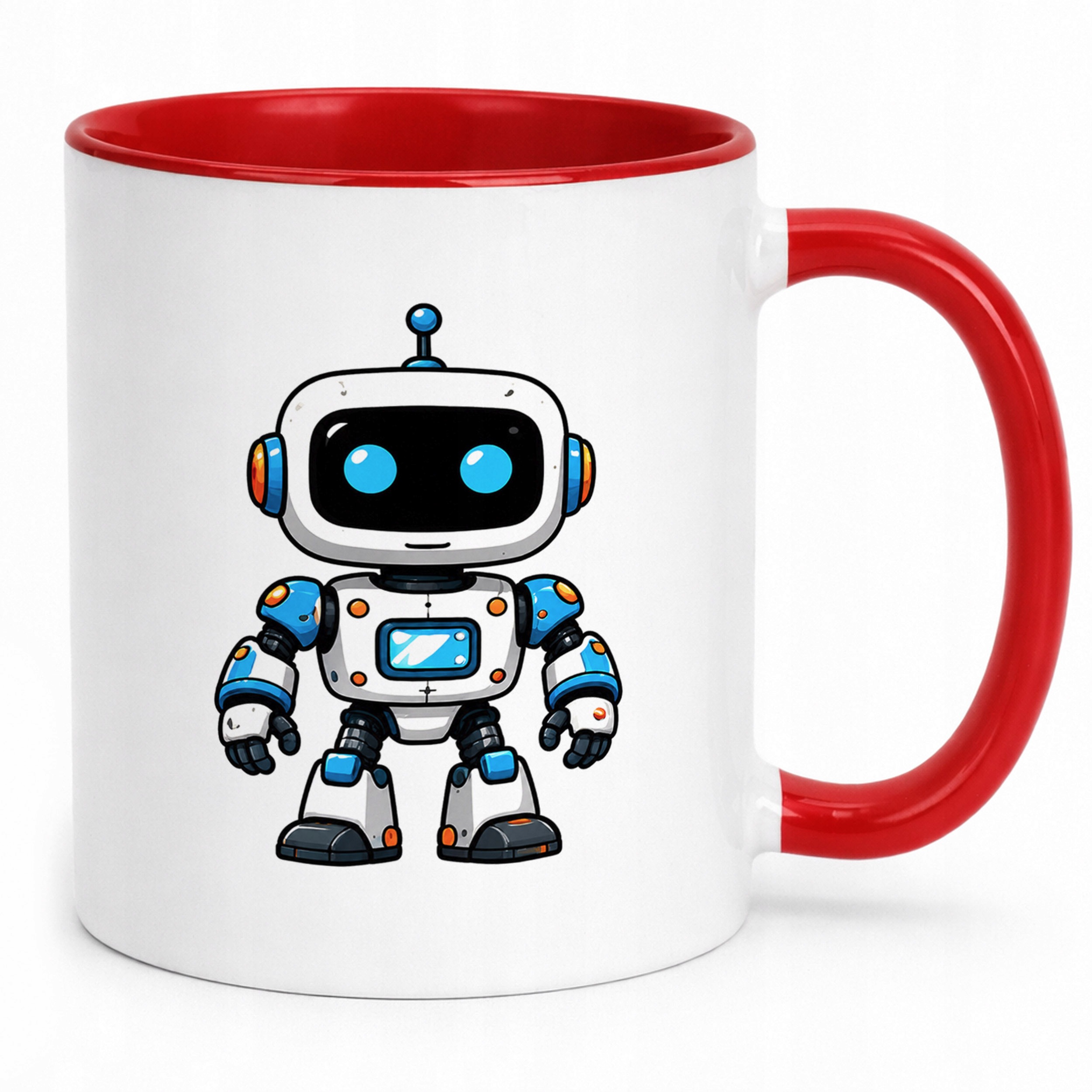 Zestaw Kubek Czerwony Poduszka Z Nadrukiem Robot Prezent