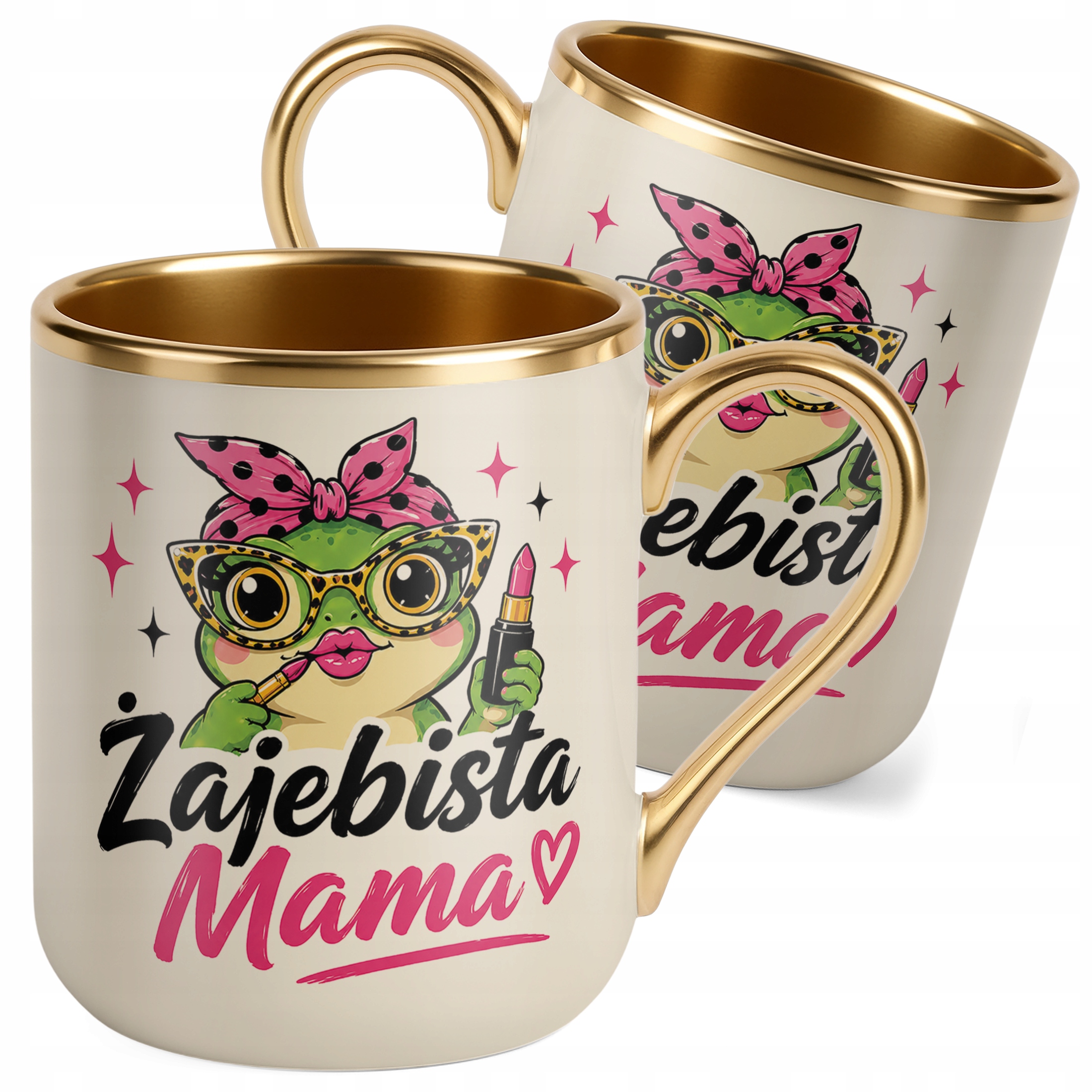 Prezent Dzień Matki kubek premium złoty ecru dla mamy praktyczny prezent