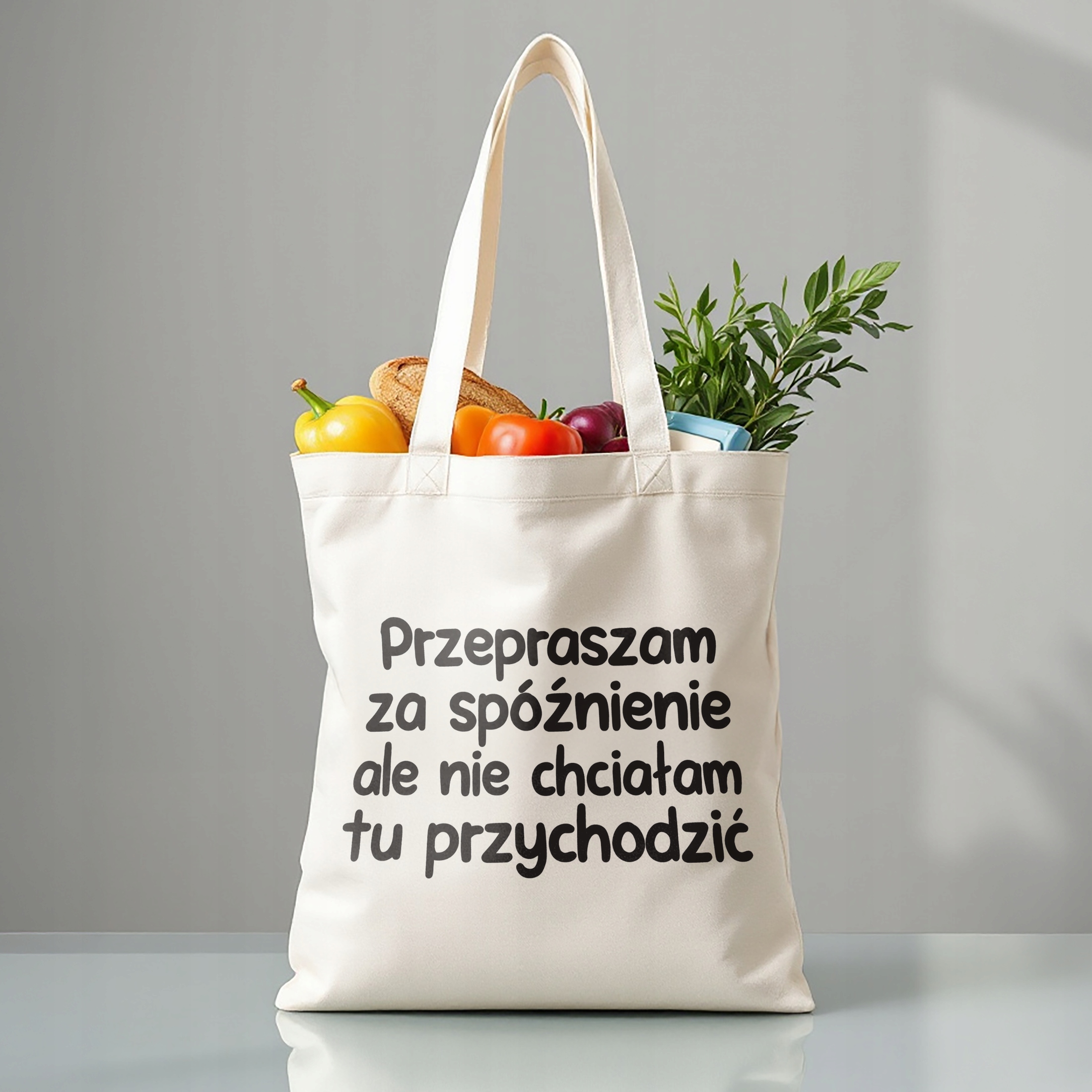 Torba bawełniana premium Przepraszam Za Spóźnienie Zabawny Prezent