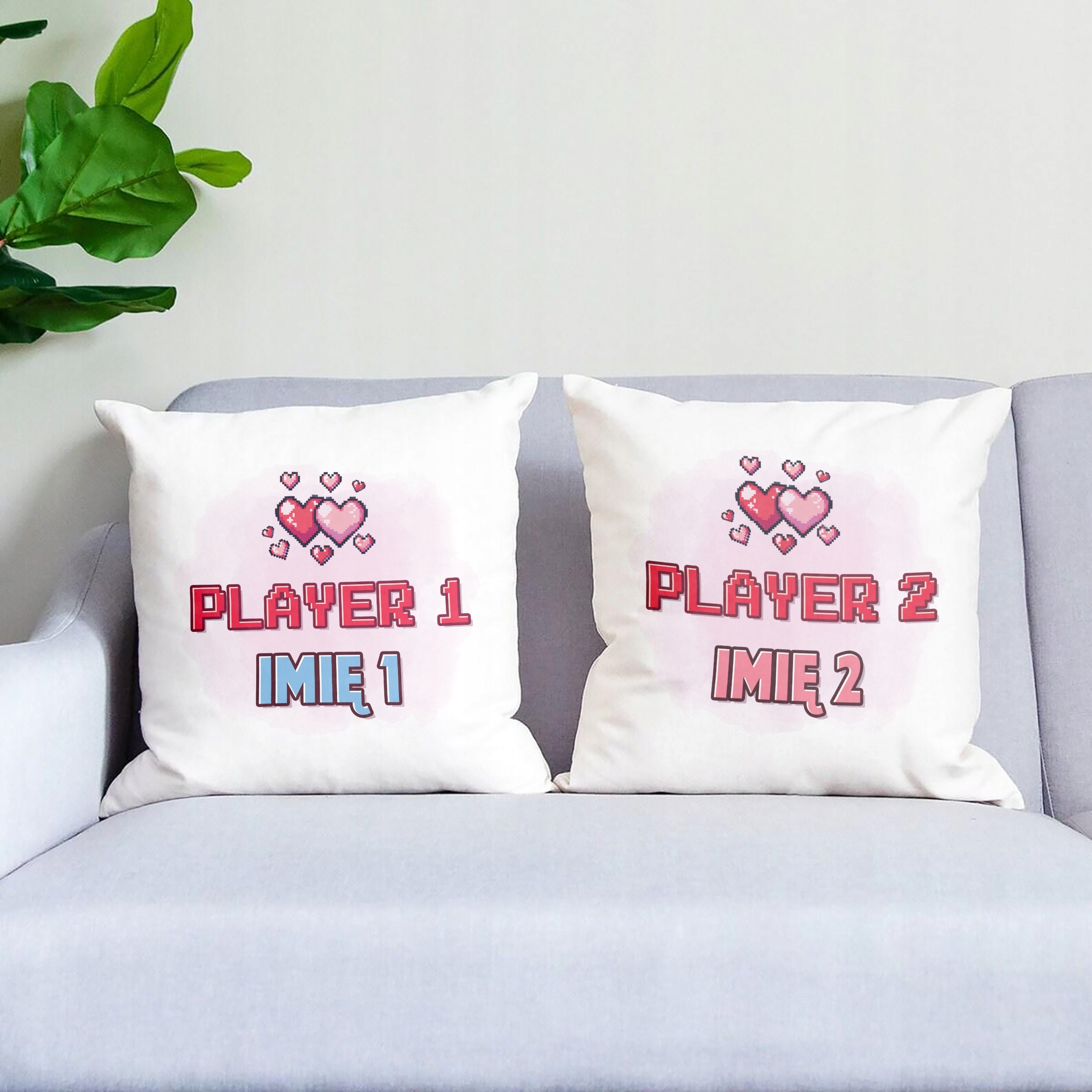 Zestaw Poduszek 38×38 cm Personalizowanych Z okazji Walentynek Dla Graczy
