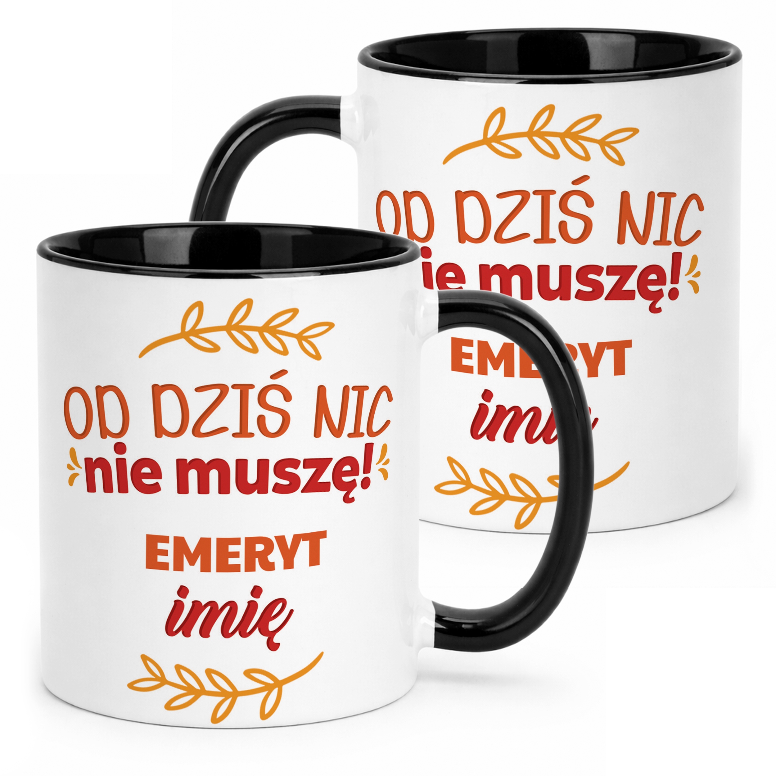 Kubek Czarny Personalizowany z okazji Emerytury Dla Emeryta Prezent