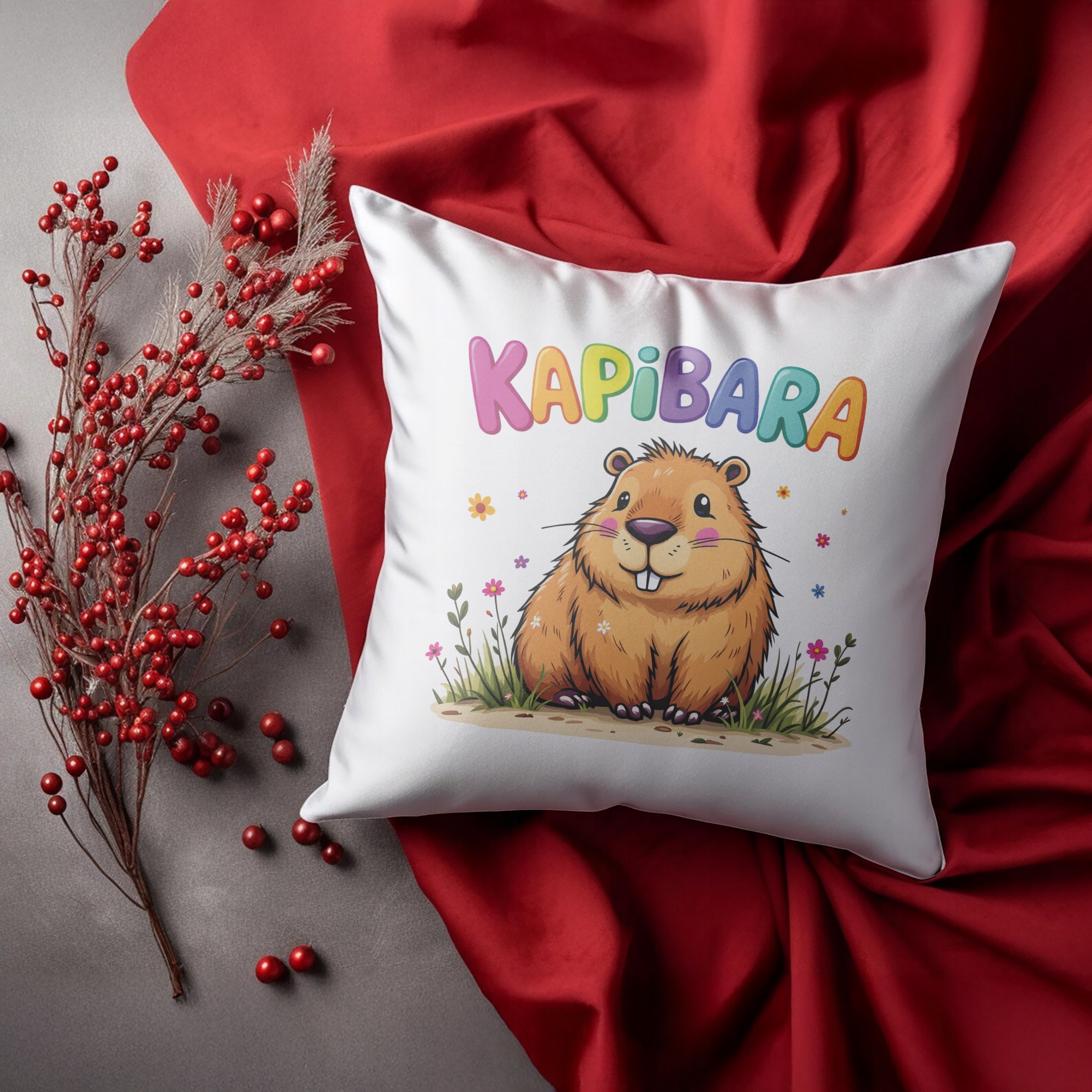 Poduszka 38x38cm Kapibara Capybara Zwierzak Dla Dzieci Prezent