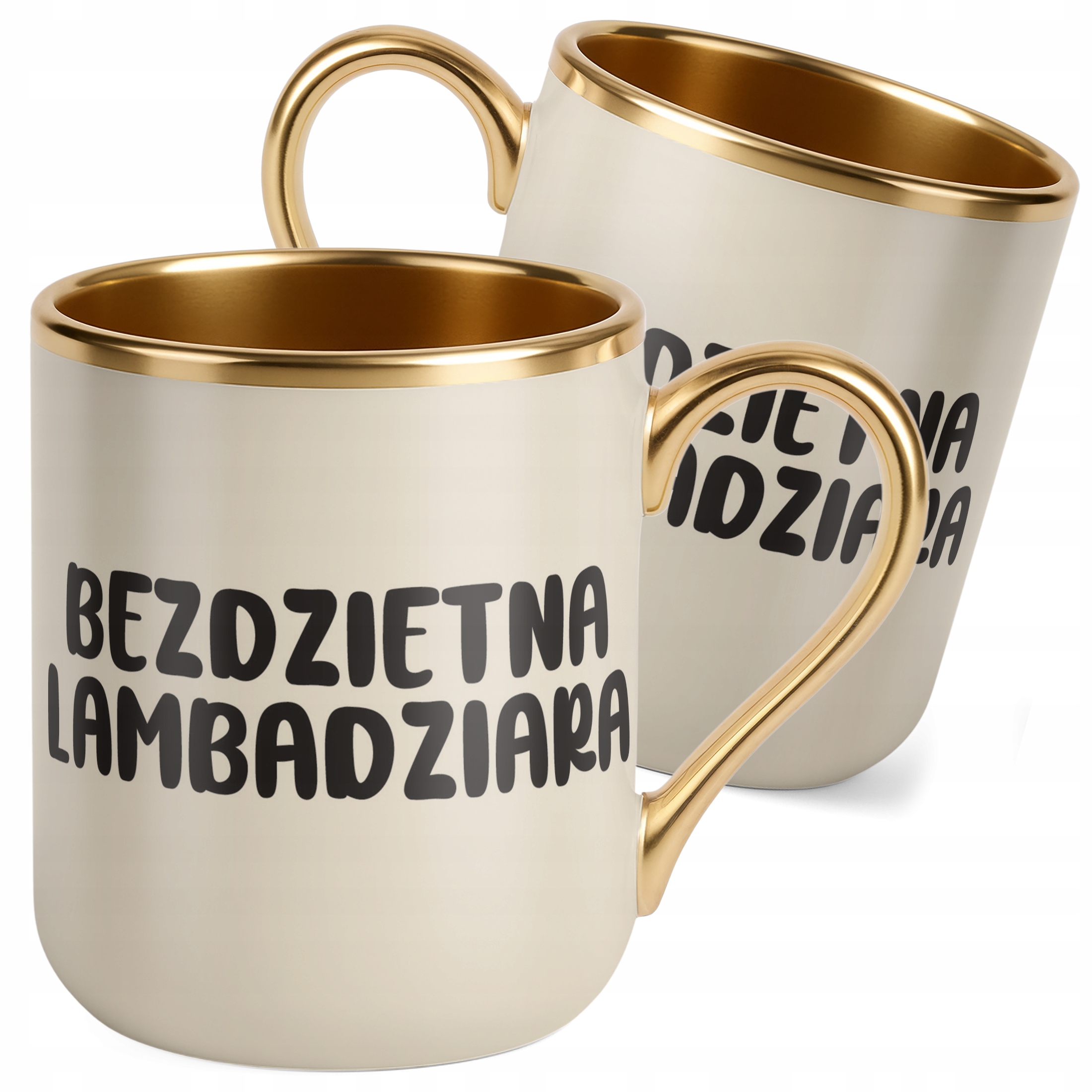 Kubek Premium Złoty Ecru Bezdzietna Lambardziara Śmieszny Zabawny