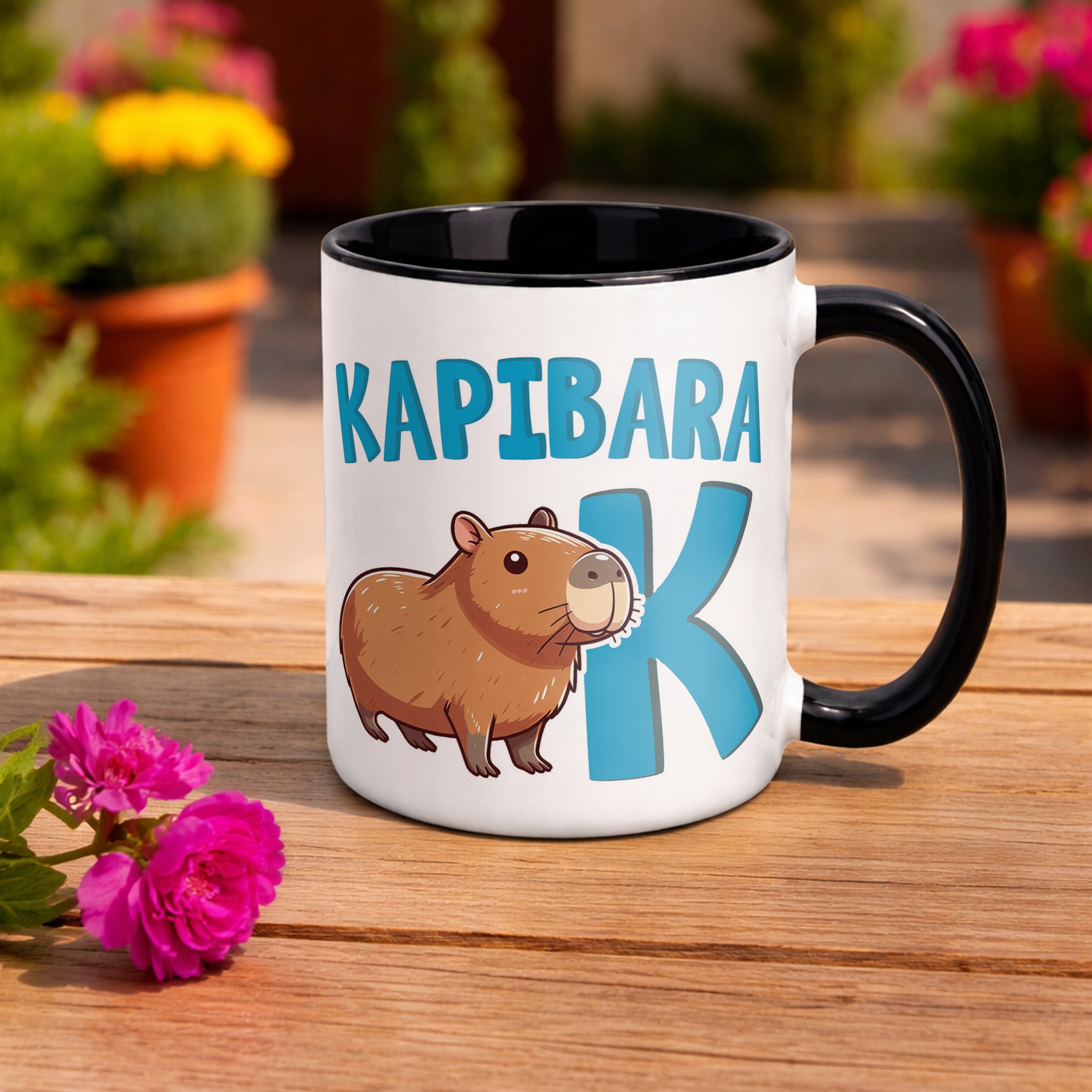 Kubek Czarny Kapibara Capybara Zwierzak Słodki Dla Dzieci Prezent