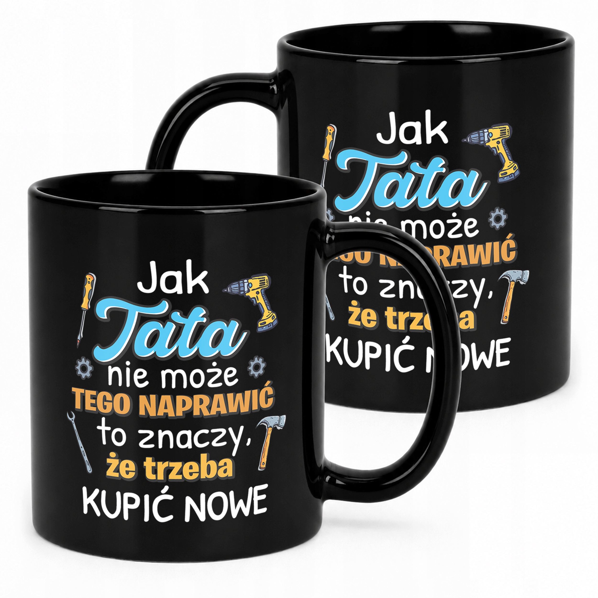 Kubek czarny prezent dla tatusia na Dzień Ojca praktyczny upominek dla taty