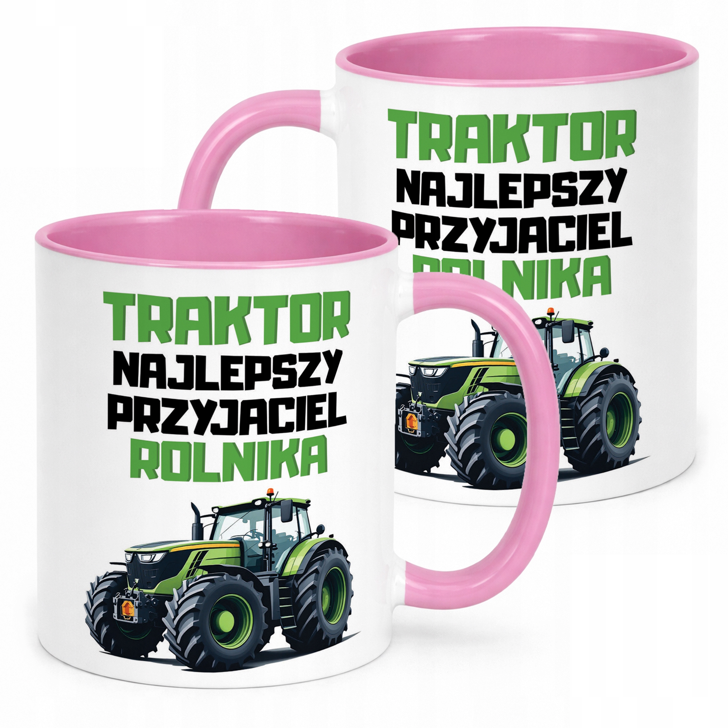 Kubek Różowy Rolnik Dla Rolnika Traktor Zabawny Prezent Upominek
