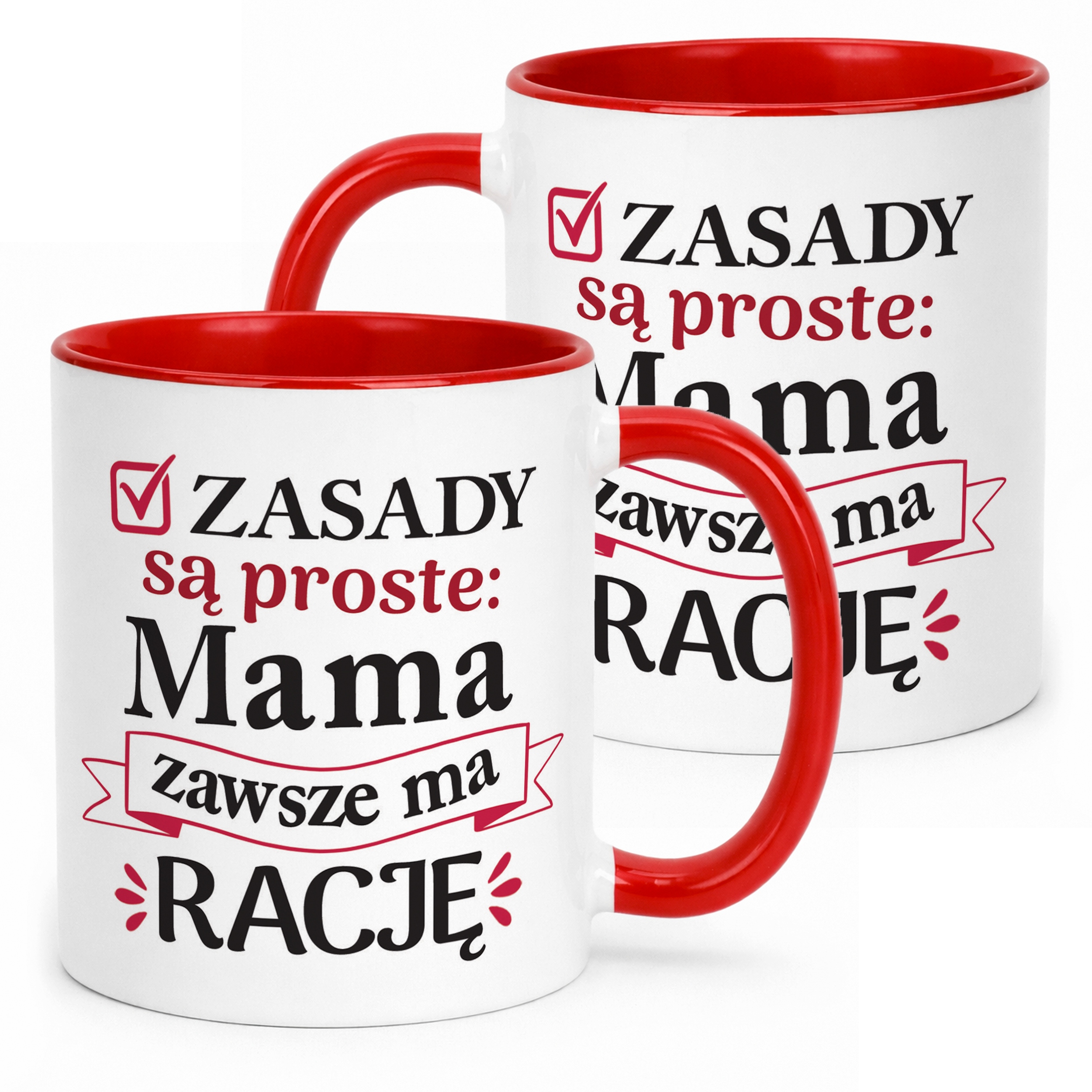 Kubek Czerwony Dzień Matki Dla Mamy Prezent Zasady Są Proste