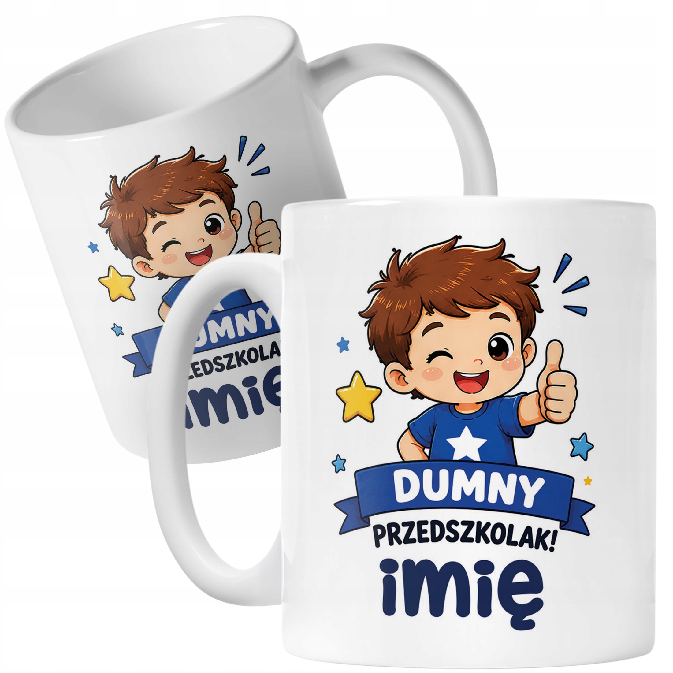 Biały Kubek z nadrukiem personalizowany Przedszkolak Szkoła Dla Dzieci