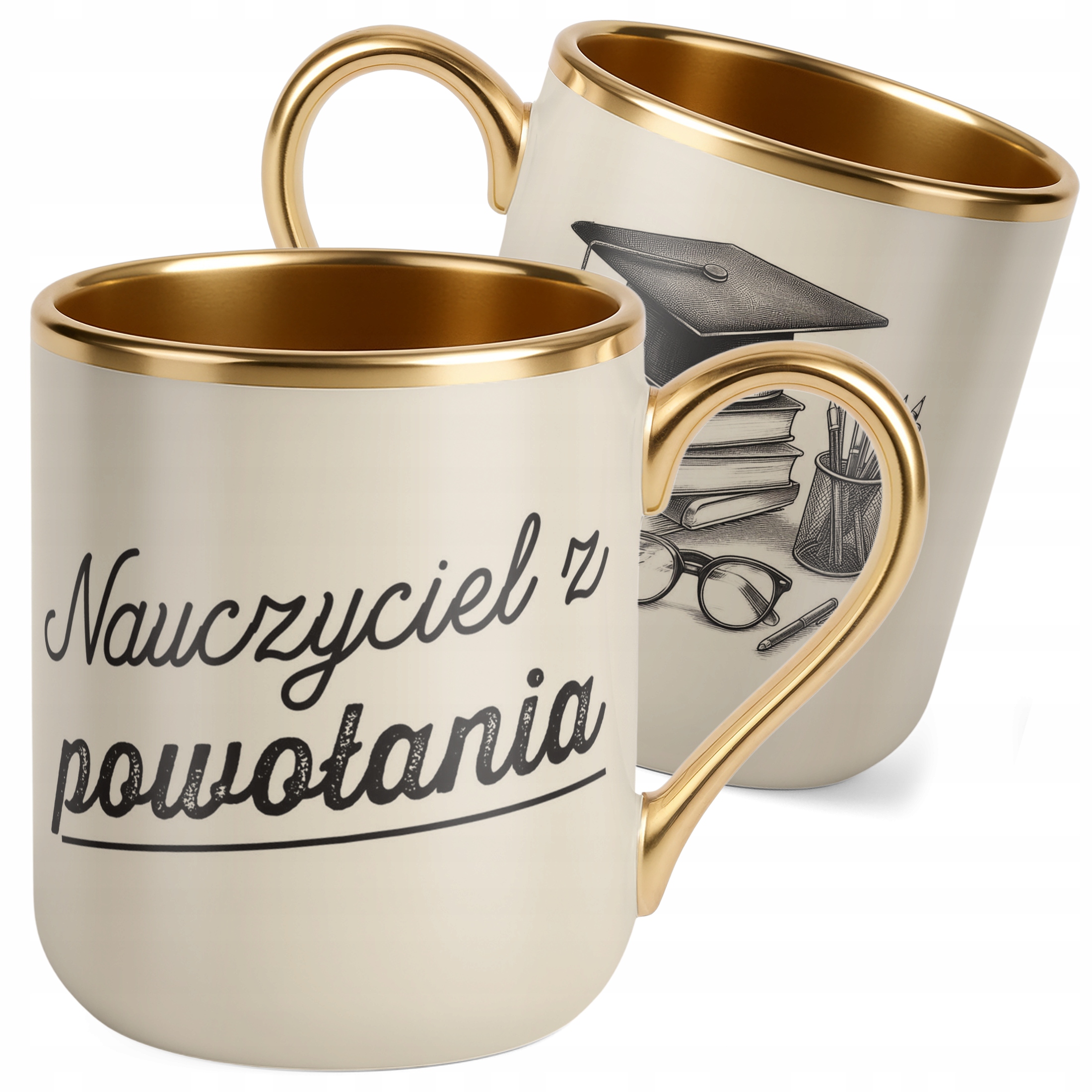 Kubek Premium Złoty Ecru Dzień Nauczyciela Dla Nauczyciela Prezent