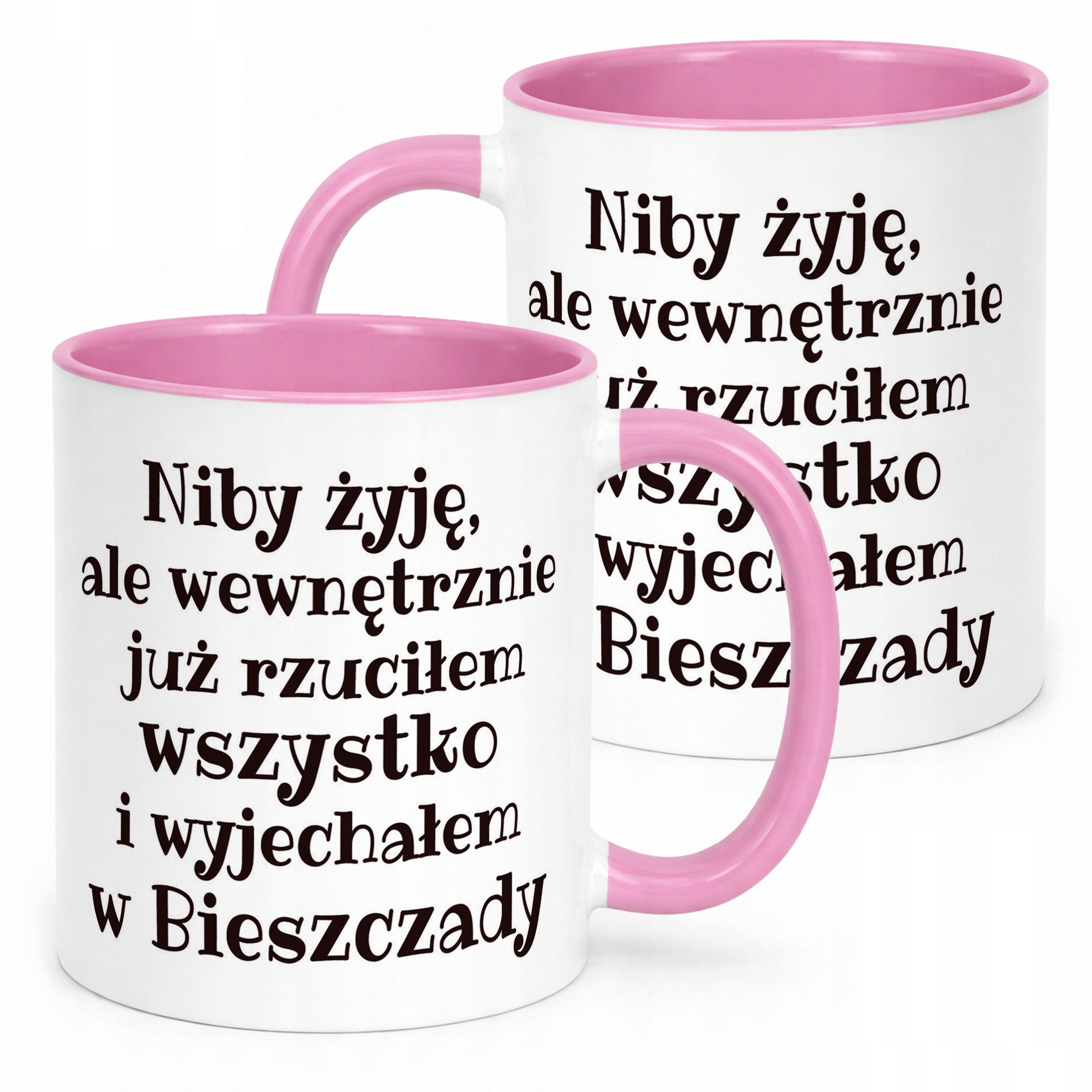 Kubek Różowy Niby Żyje Ale Wewnętrznie Śmieszny Zabawny Prezent