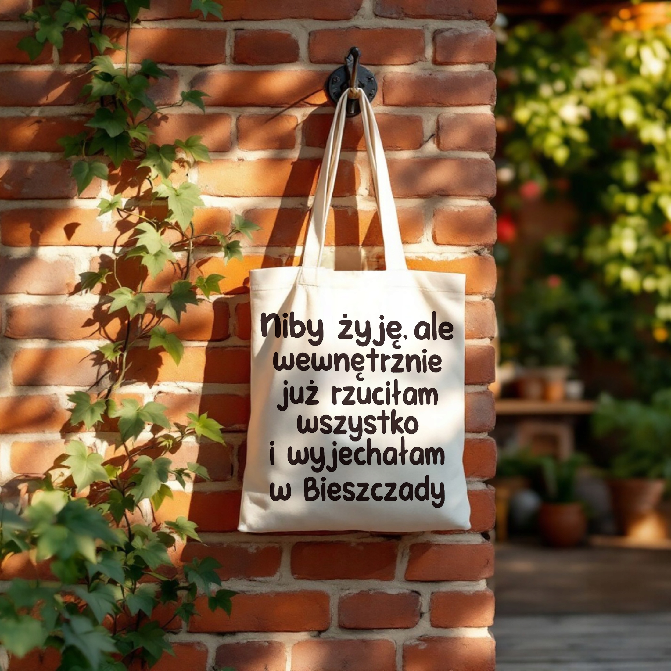 Torba bawełniana na zakupy Niby Żyję Ale Wewnętrznie Zabawny Prezent