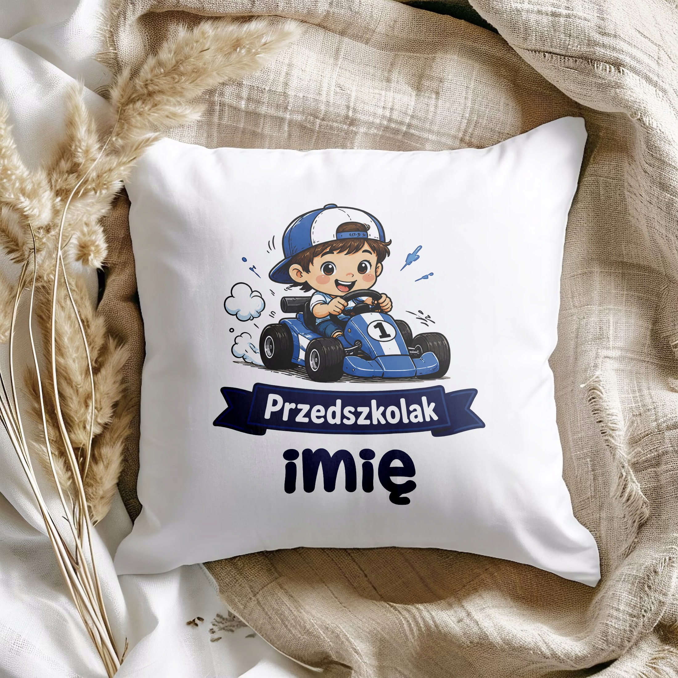 Zestaw Personalizowany Kubek Czerwony Poduszka Przedszkolak Prezent