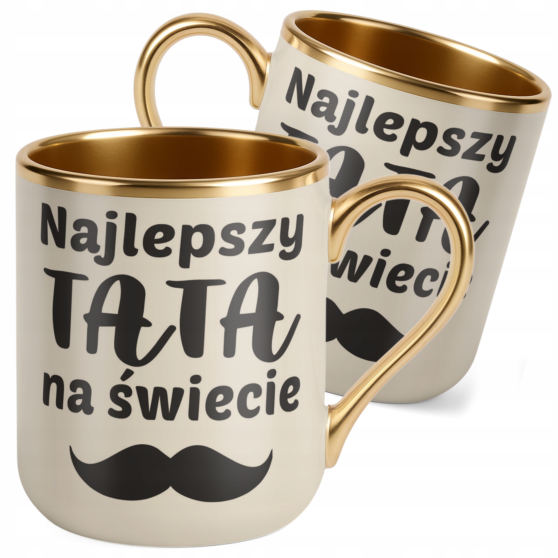 Kubek Premium Złoty Ecru Dzień Ojca Najlepszy Tata Na Świecie Prezent