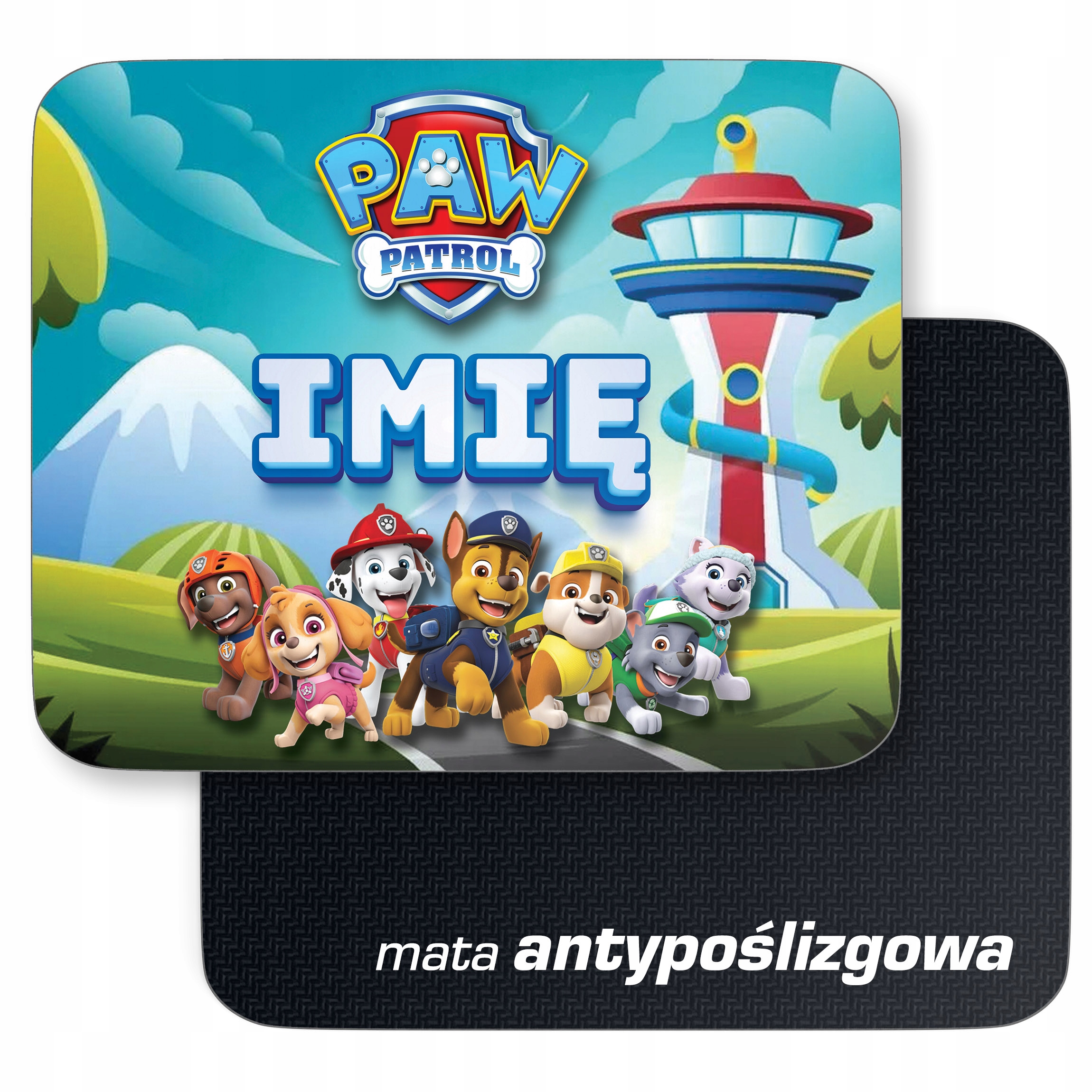 Podkładka pod mysz 22×18 cm personalizowana Psi Patrol z twoim imieniem
