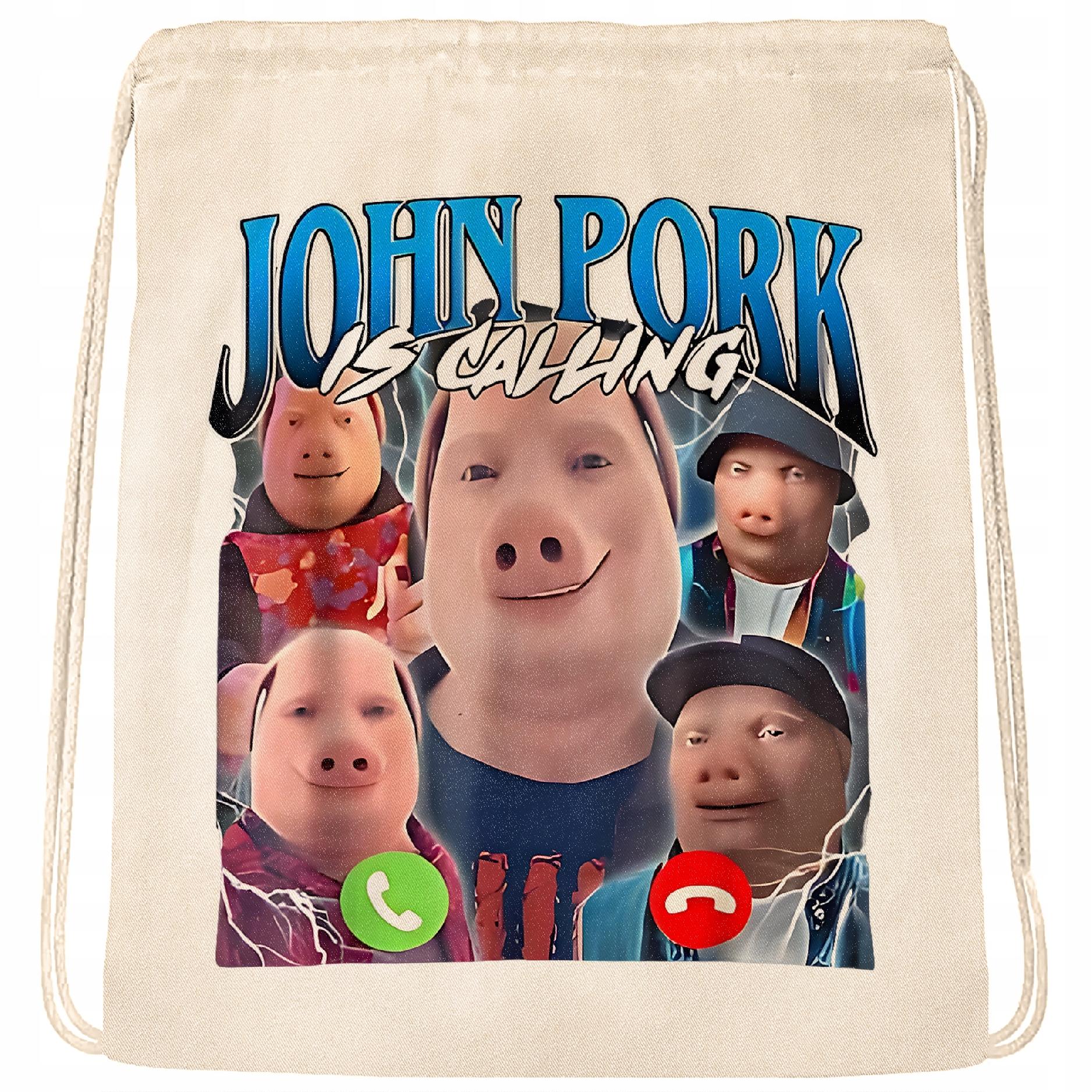 Plecak bawełniany John Pork Calling viral tiktok brainrot mem