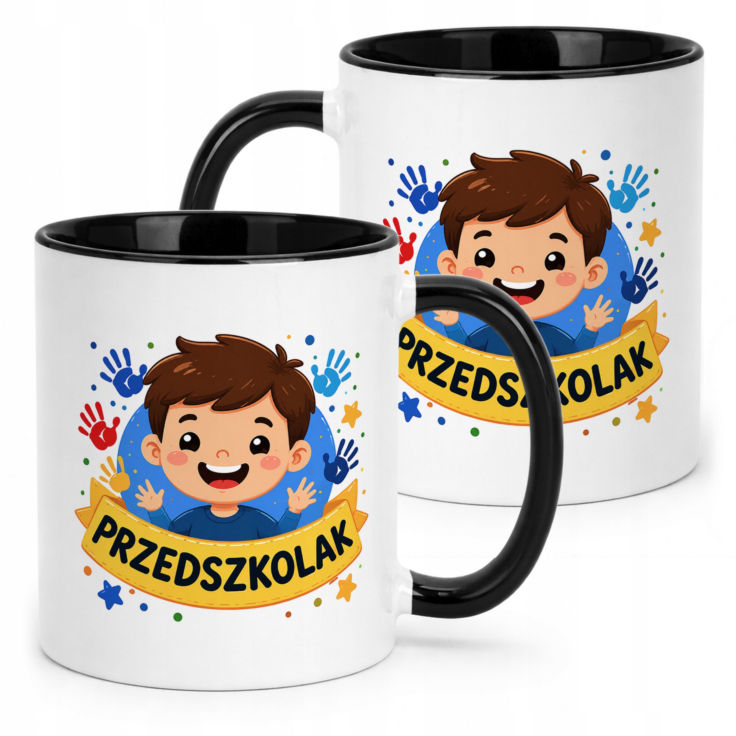 Kubek Czarny z nadrukiem Przedszkolak Szkoła Dla Dzieci Prezent