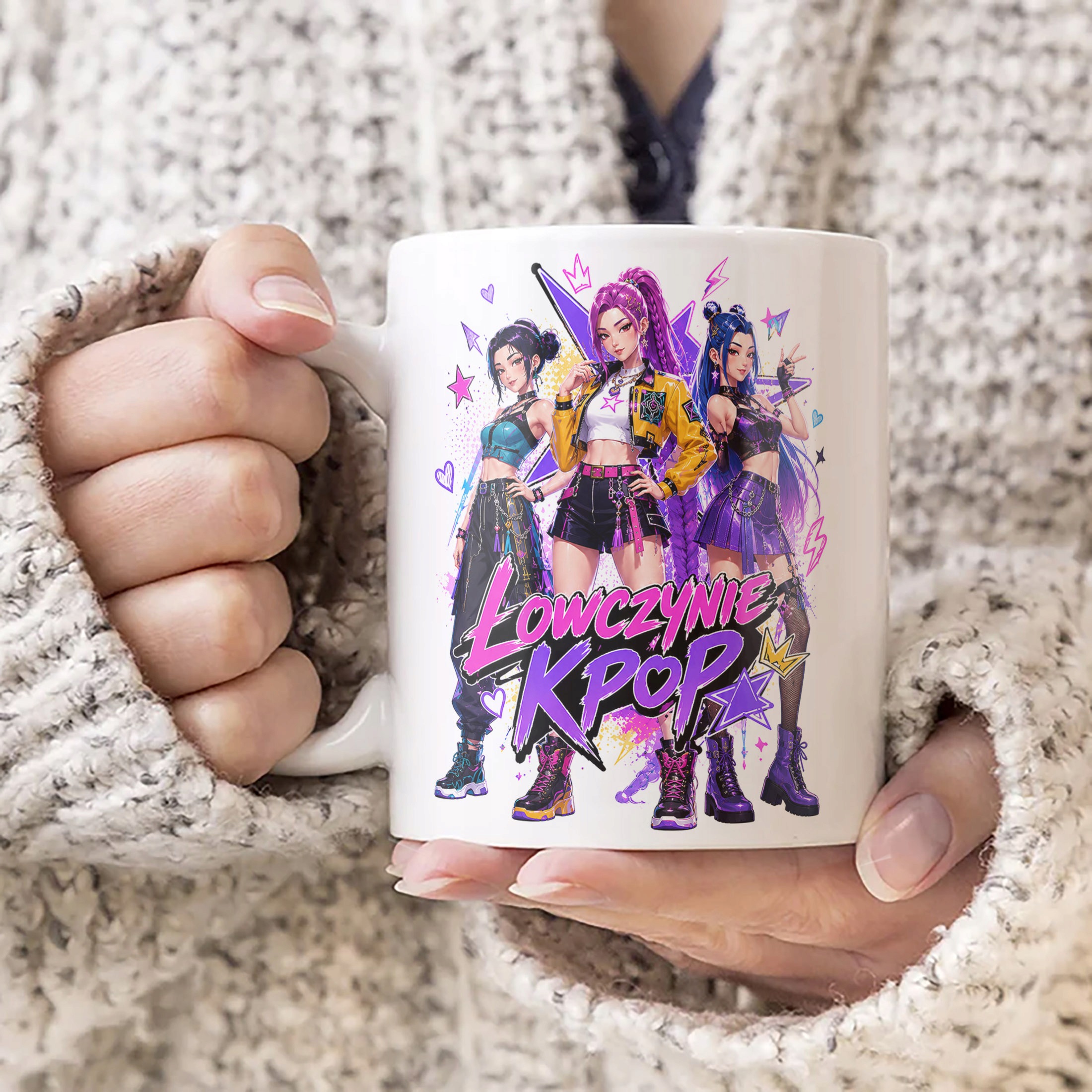Zestaw Kubek Biały Poduszka Z Nadrukiem ŁOWCZYNIE KPOP Prezent
